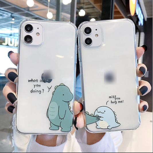 Couple Hug Me Dragon Clear Silicon Case Cover For iPhone