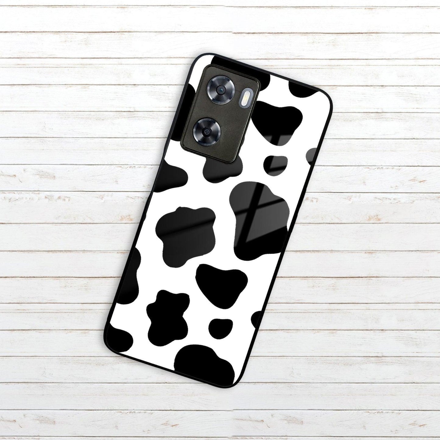 Cow Print Glass Phone Case And Cover For Oppo