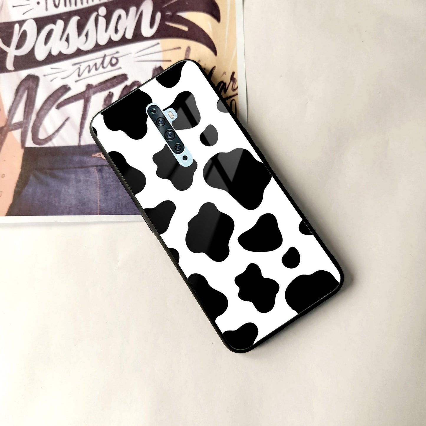 Cow Print Glass Phone Case And Cover For Oppo