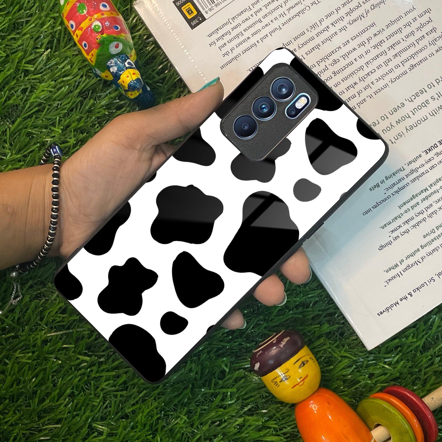 Cow Print Glass Phone Case And Cover For Oppo