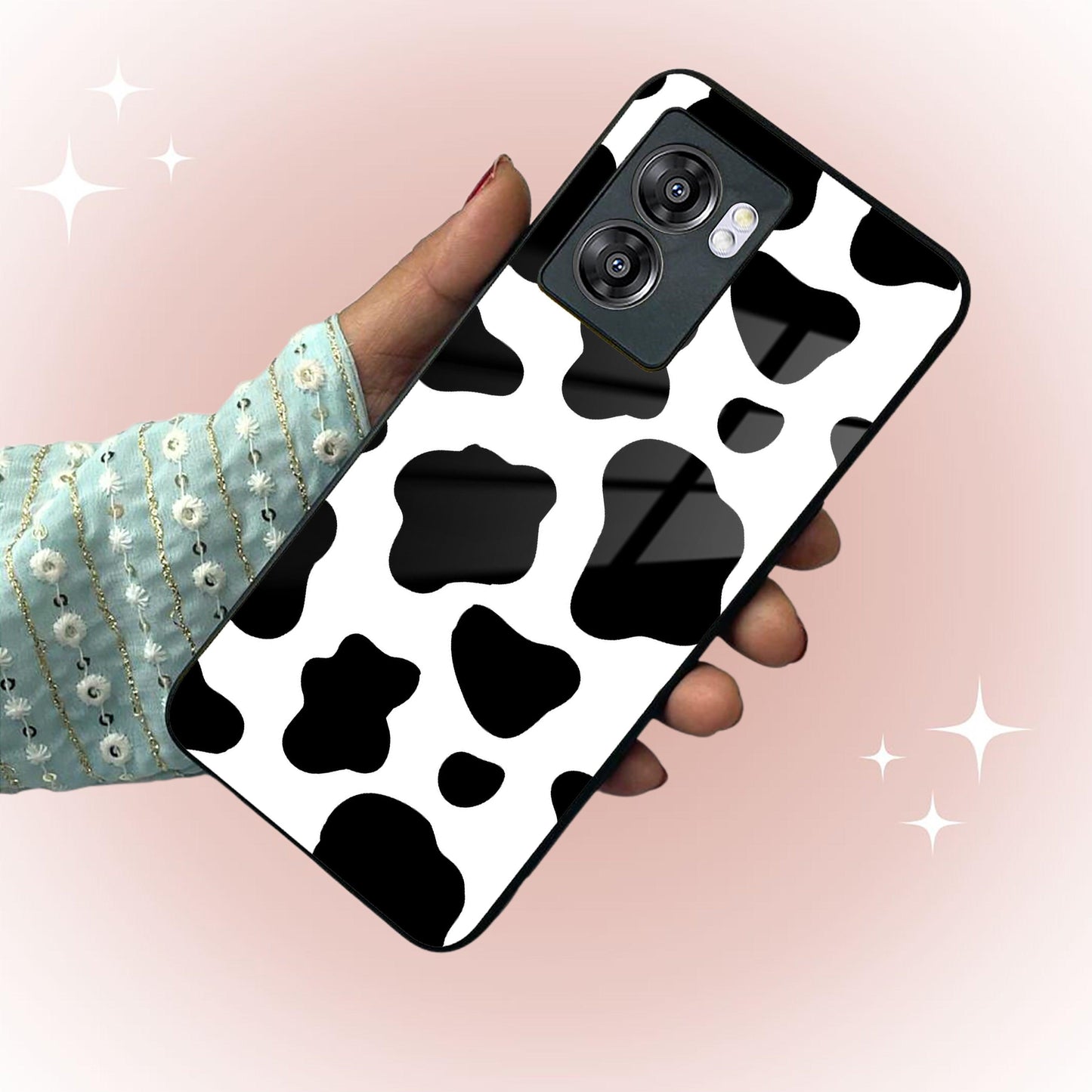 Cow Print Glass Phone Case And Cover For Oppo