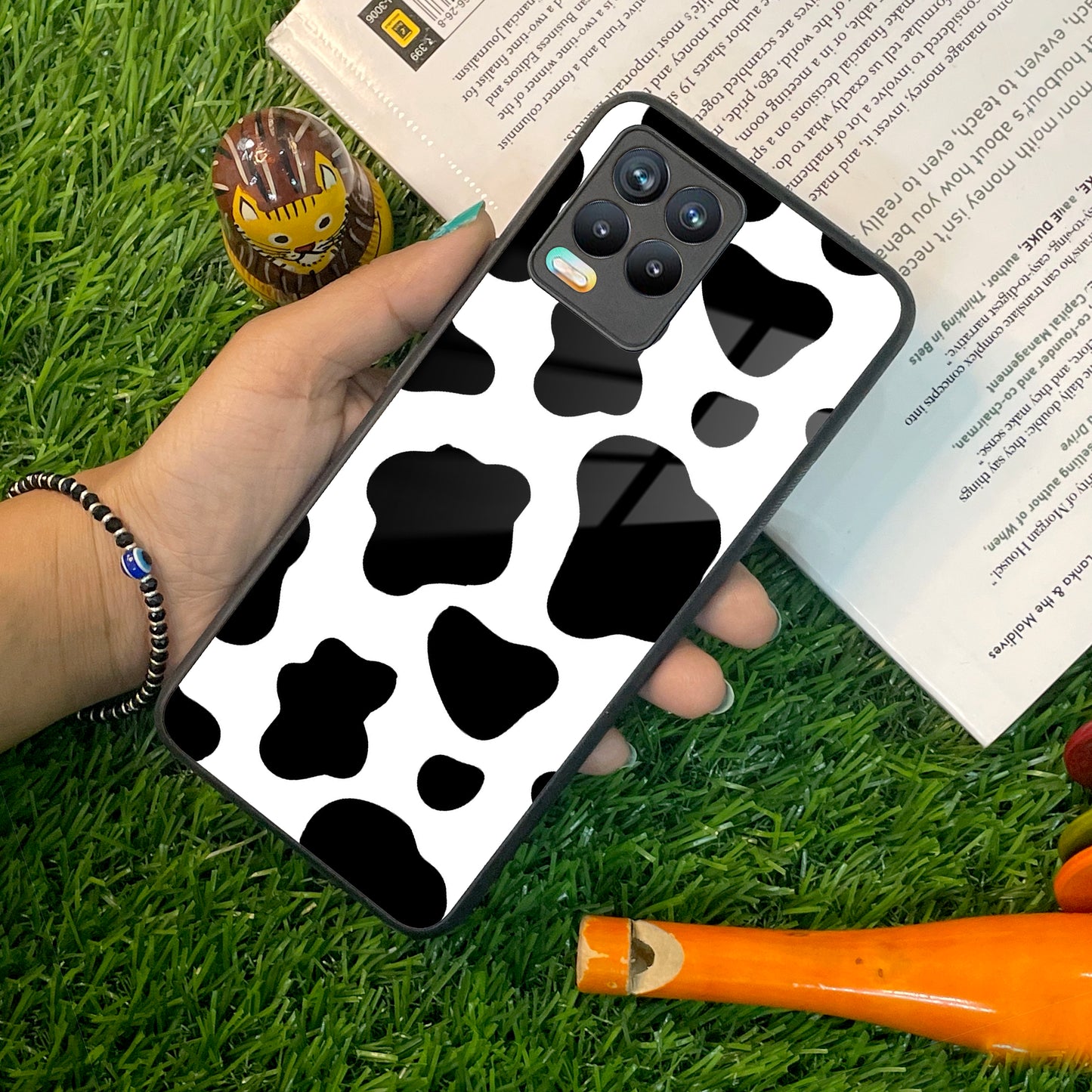 Cow Print Glass Phone Case And Cover For Realme/Narzo