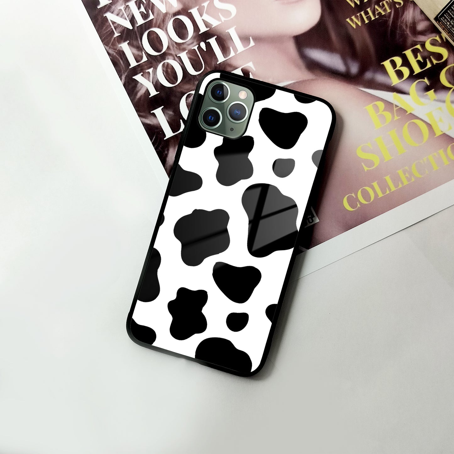 Cow Print Glass Phone Case Cover For iPhone