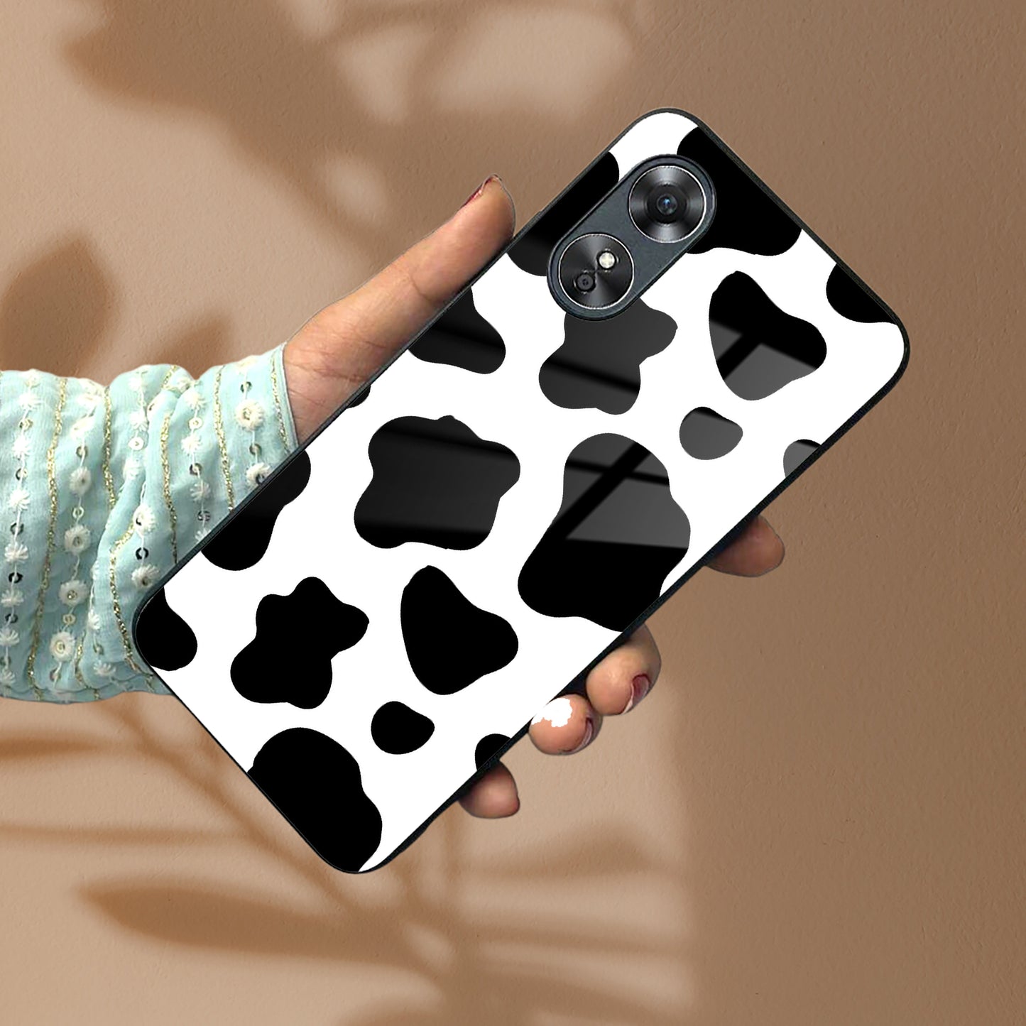 Cow Print Glass Phone Case And Cover For Oppo
