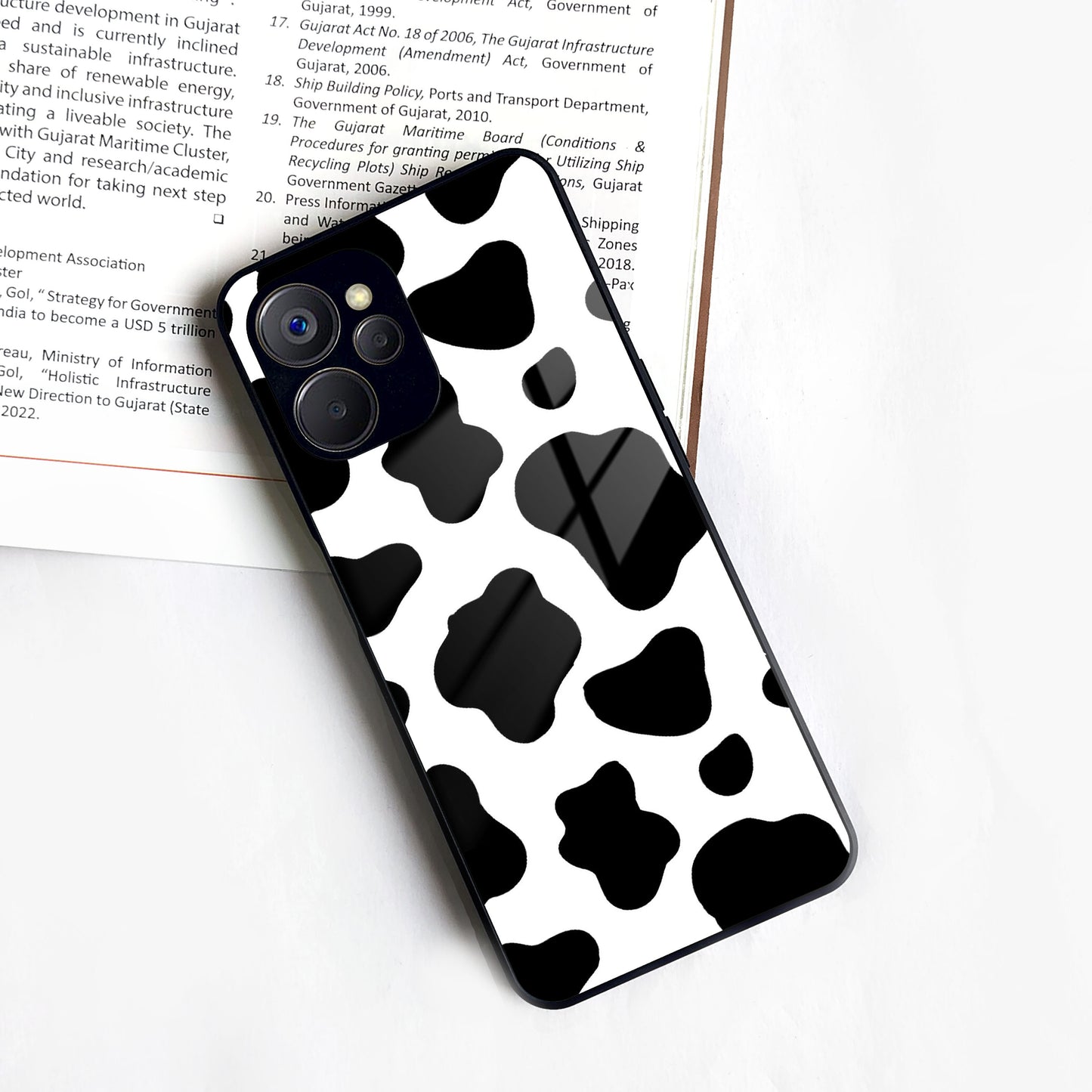 Cow Print Glass Phone Case And Cover For Realme/Narzo