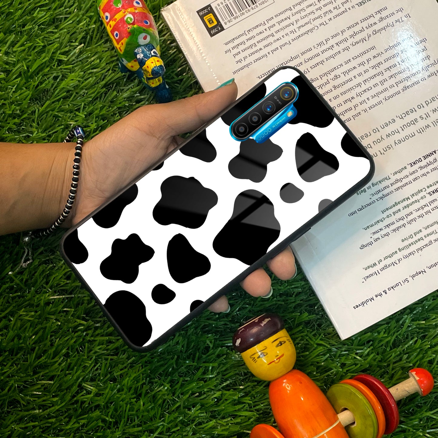 Cow Print Glass Phone Case And Cover For Realme/Narzo