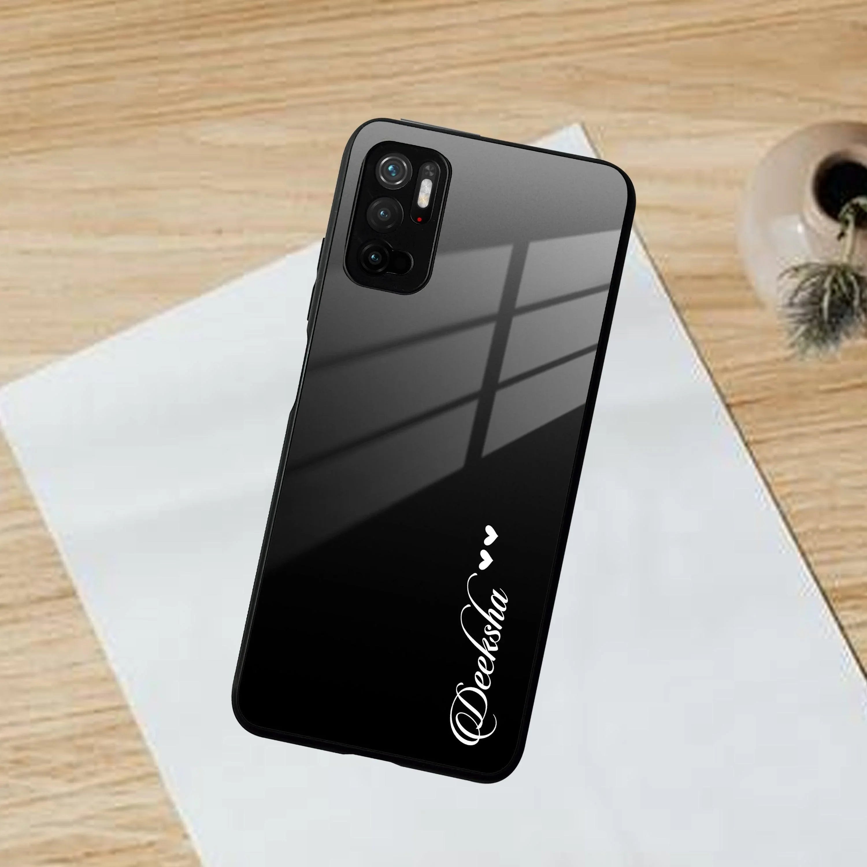 Customize Name Gradient Glass Case Cover Black For Poco - ShopOnCliQ