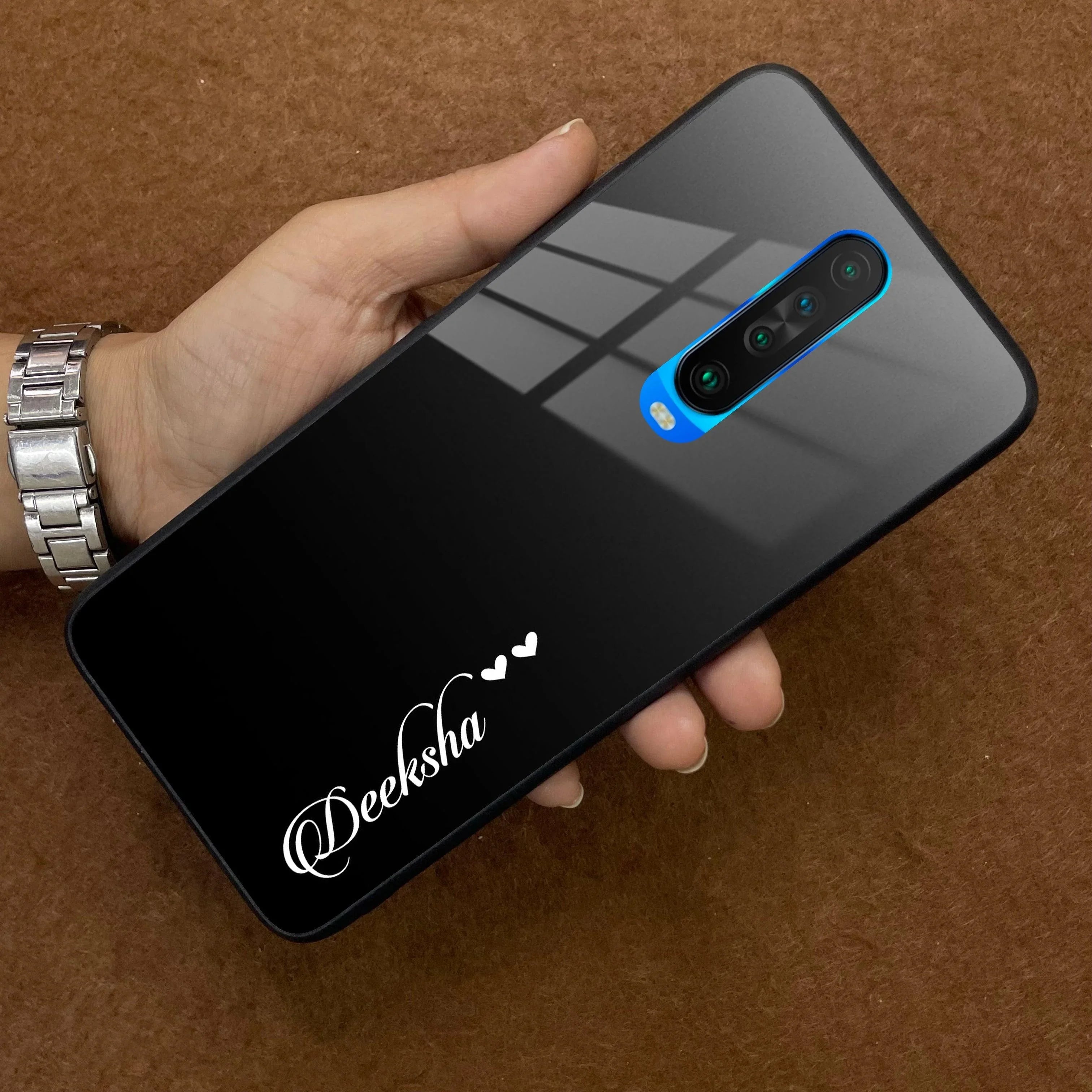 Customize Name Gradient Glass Case Cover Black For Poco - ShopOnCliQ