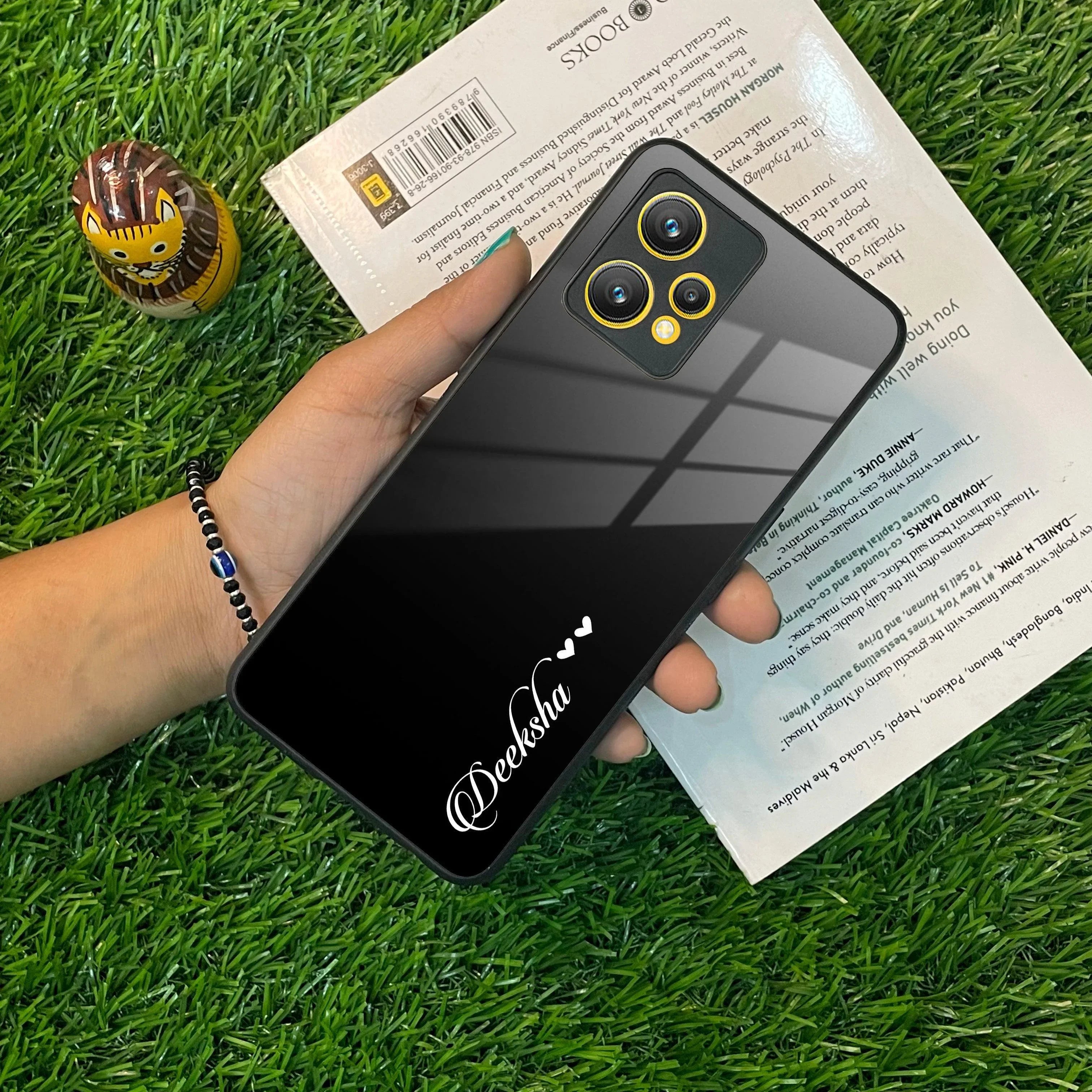 Customize Name Gradient Glass Case Cover Black For Realme/Narzo - ShopOnCliQ