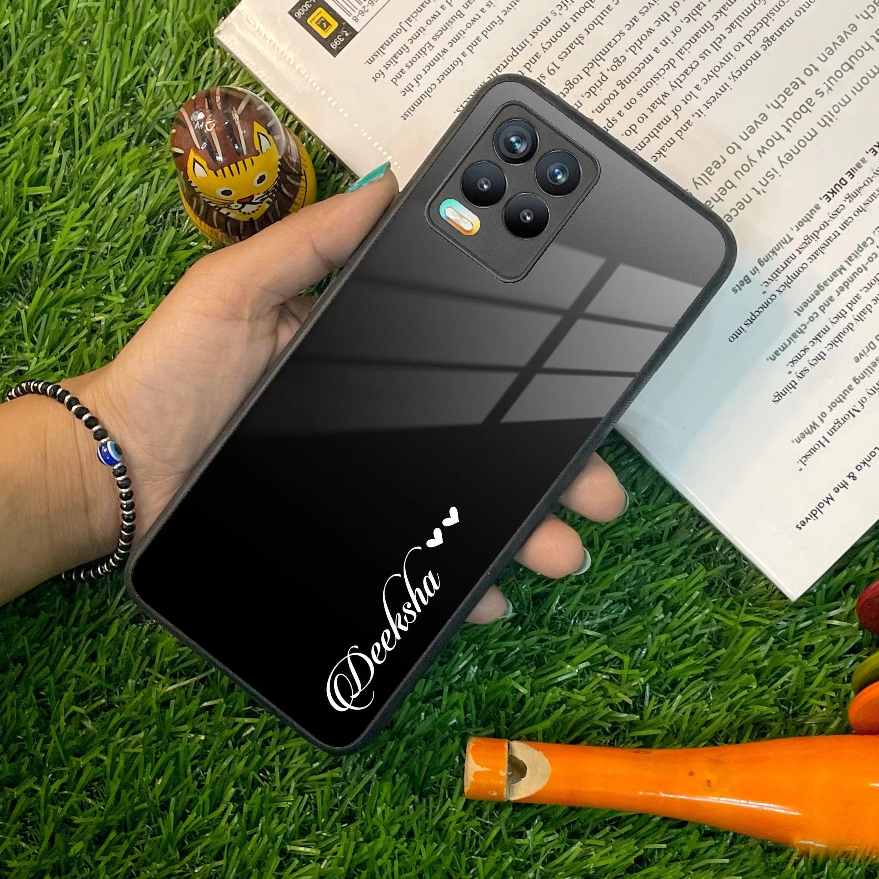 Customize Name Gradient Glass Case Cover Black For Realme/Narzo - ShopOnCliQ