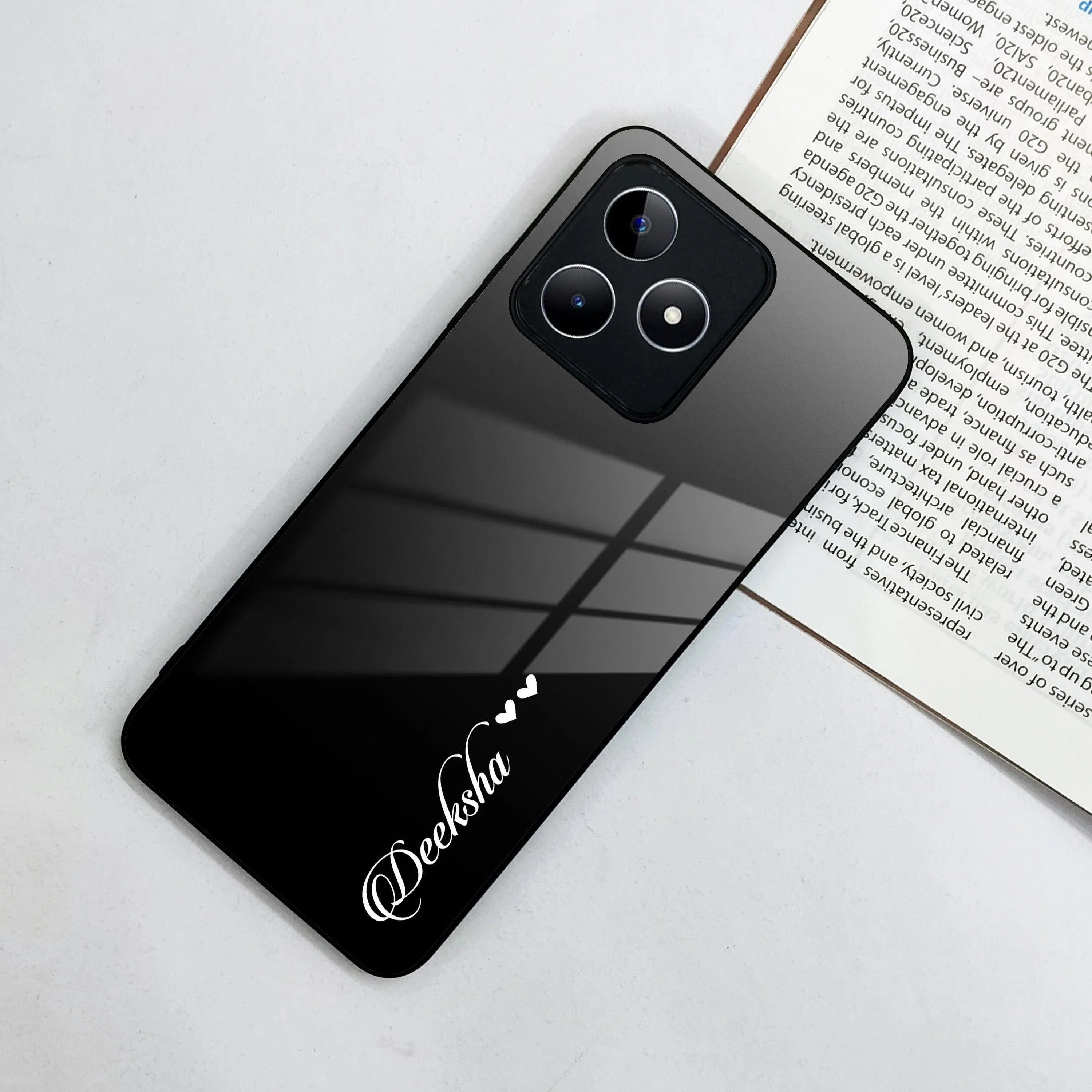 Customize Name Gradient Glass Case Cover Black For Realme/Narzo - ShopOnCliQ