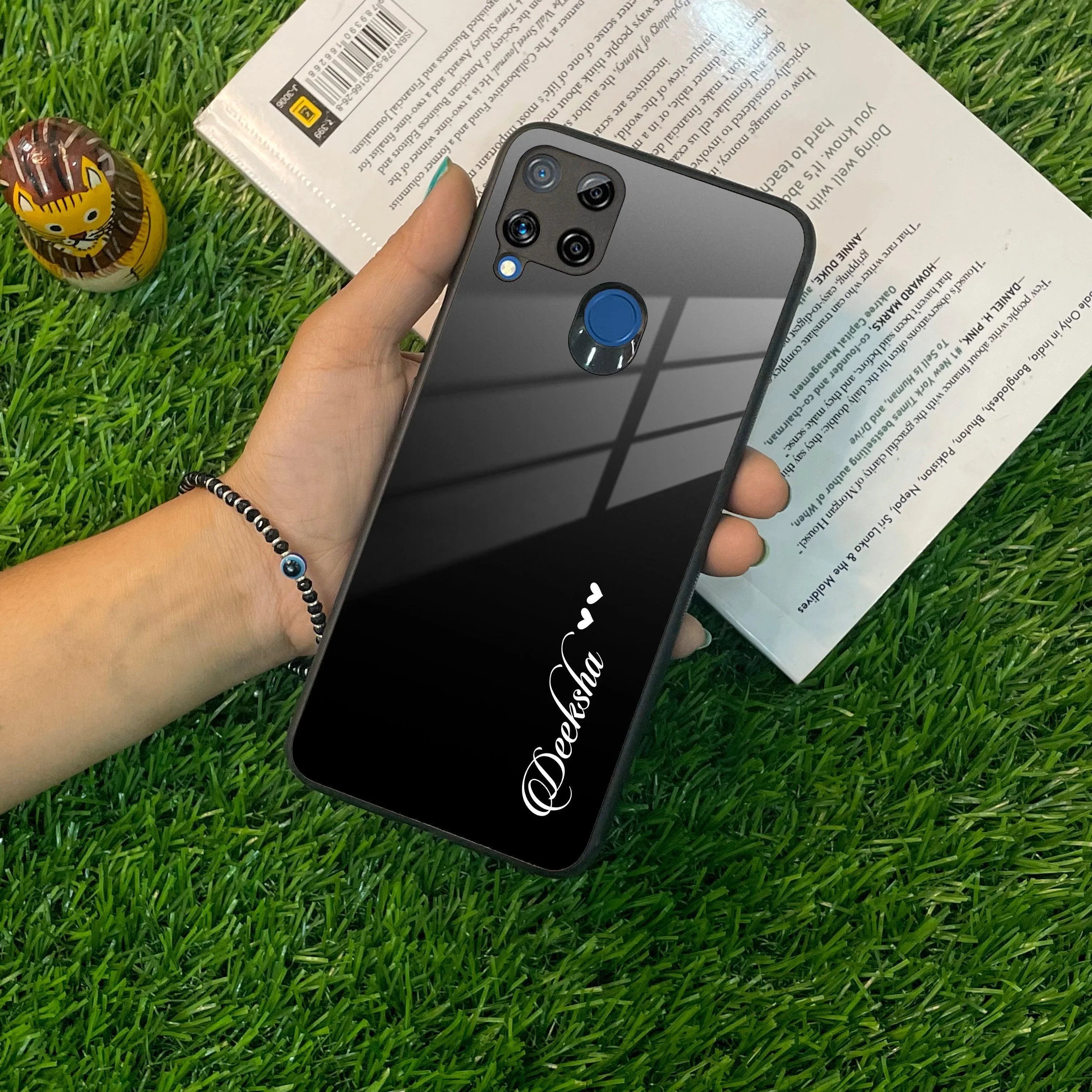 Customize Name Gradient Glass Case Cover Black For Realme/Narzo - ShopOnCliQ