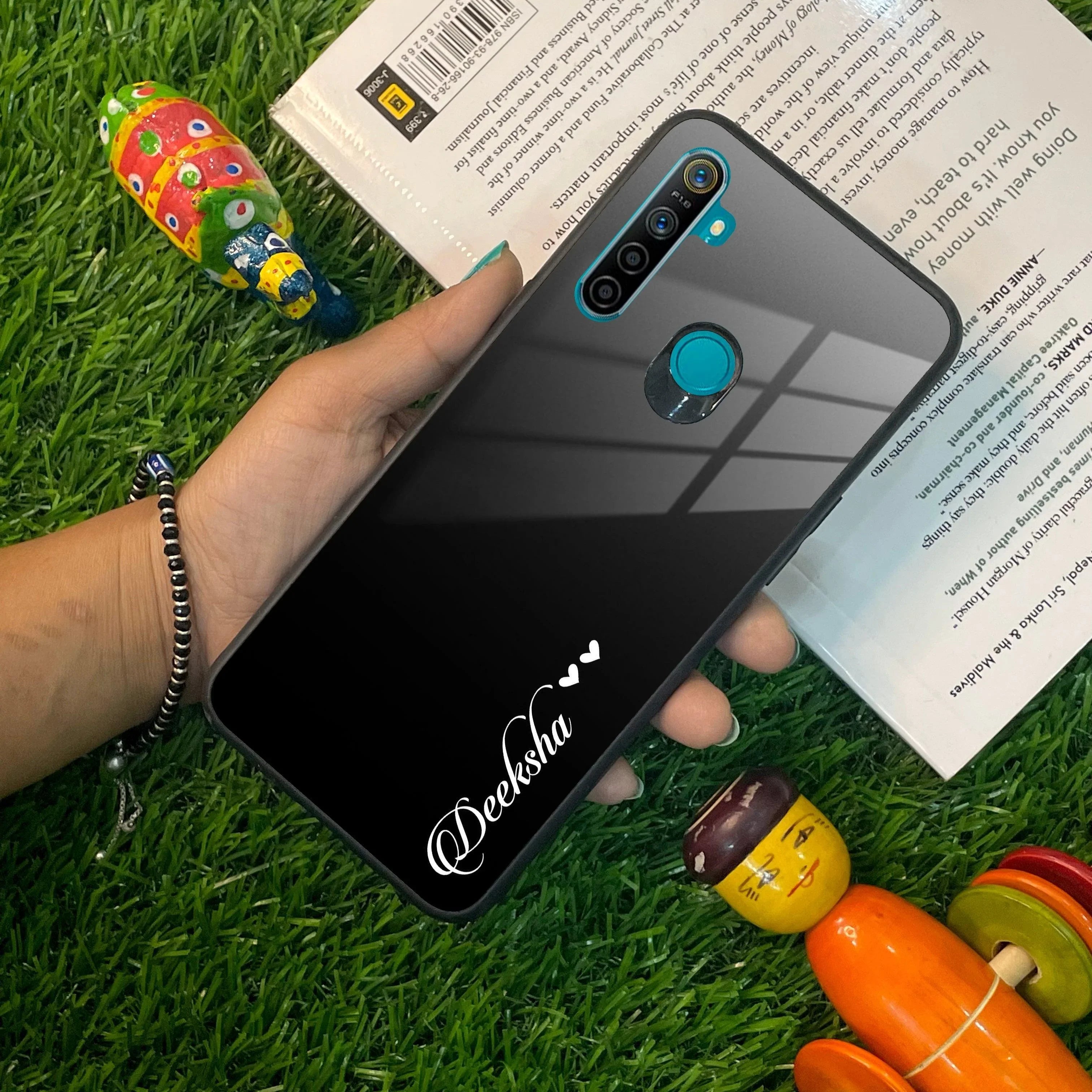 Customize Name Gradient Glass Case Cover Black For Realme/Narzo - ShopOnCliQ