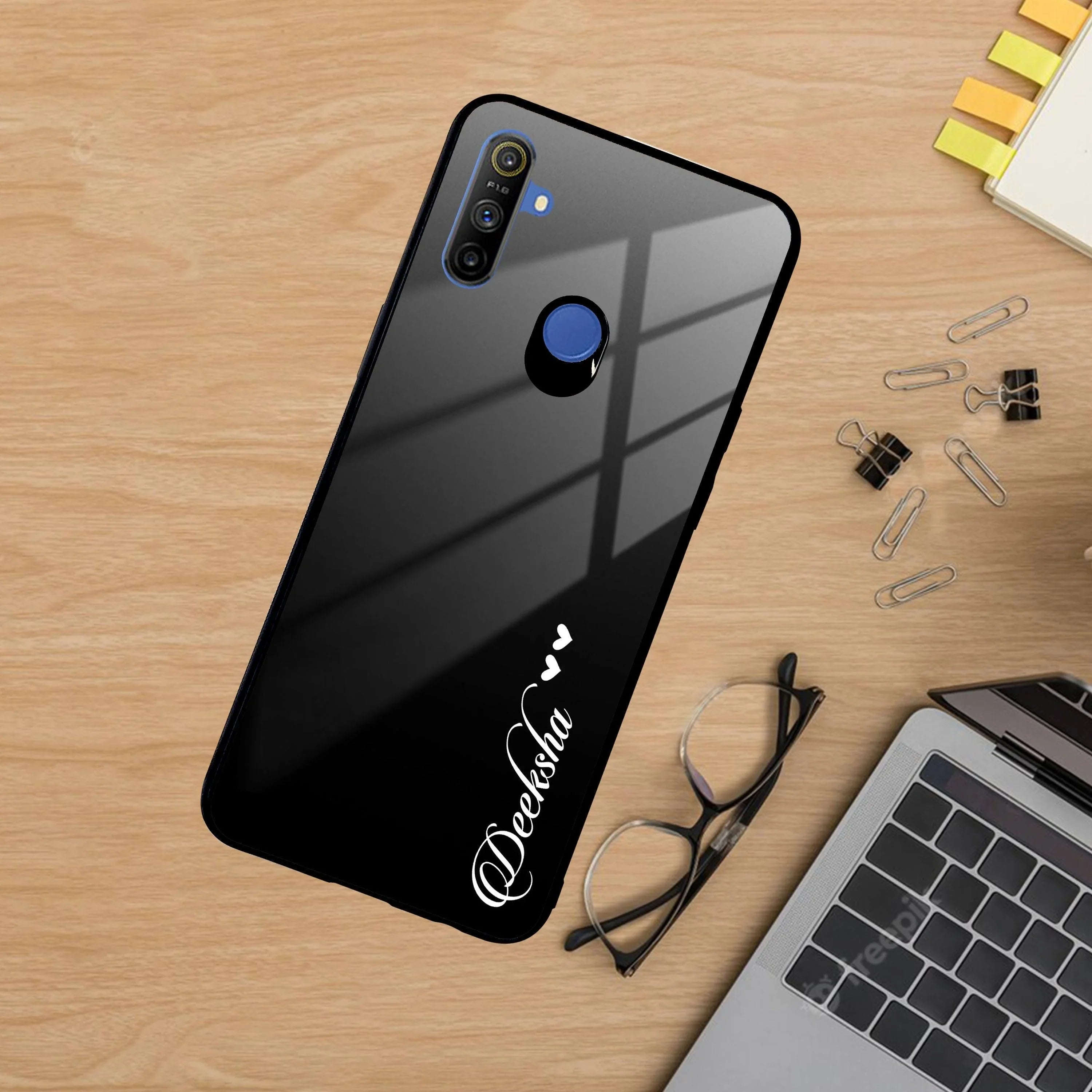 Customize Name Gradient Glass Case Cover Black For Realme/Narzo - ShopOnCliQ
