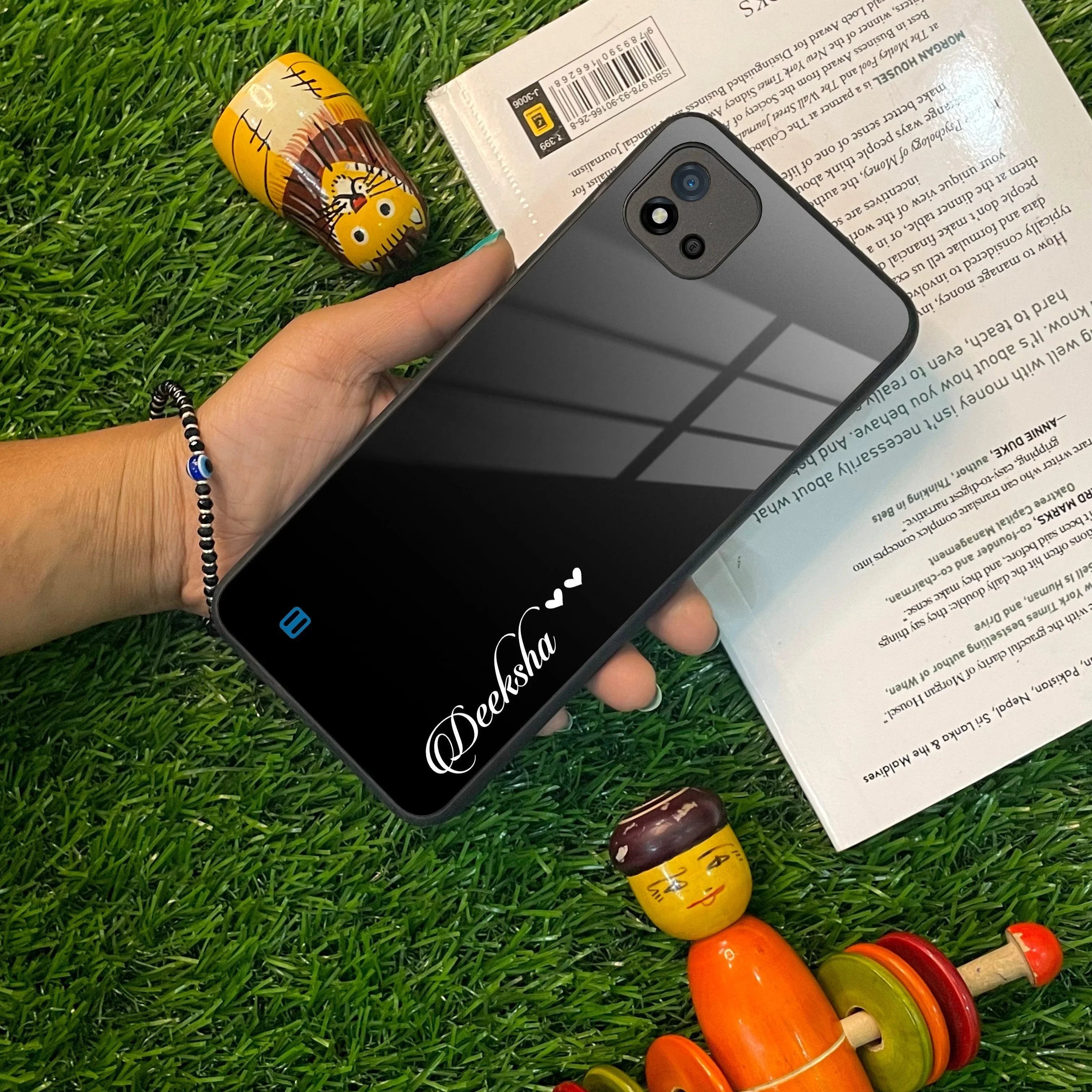 Customize Name Gradient Glass Case Cover Black For Realme/Narzo - ShopOnCliQ