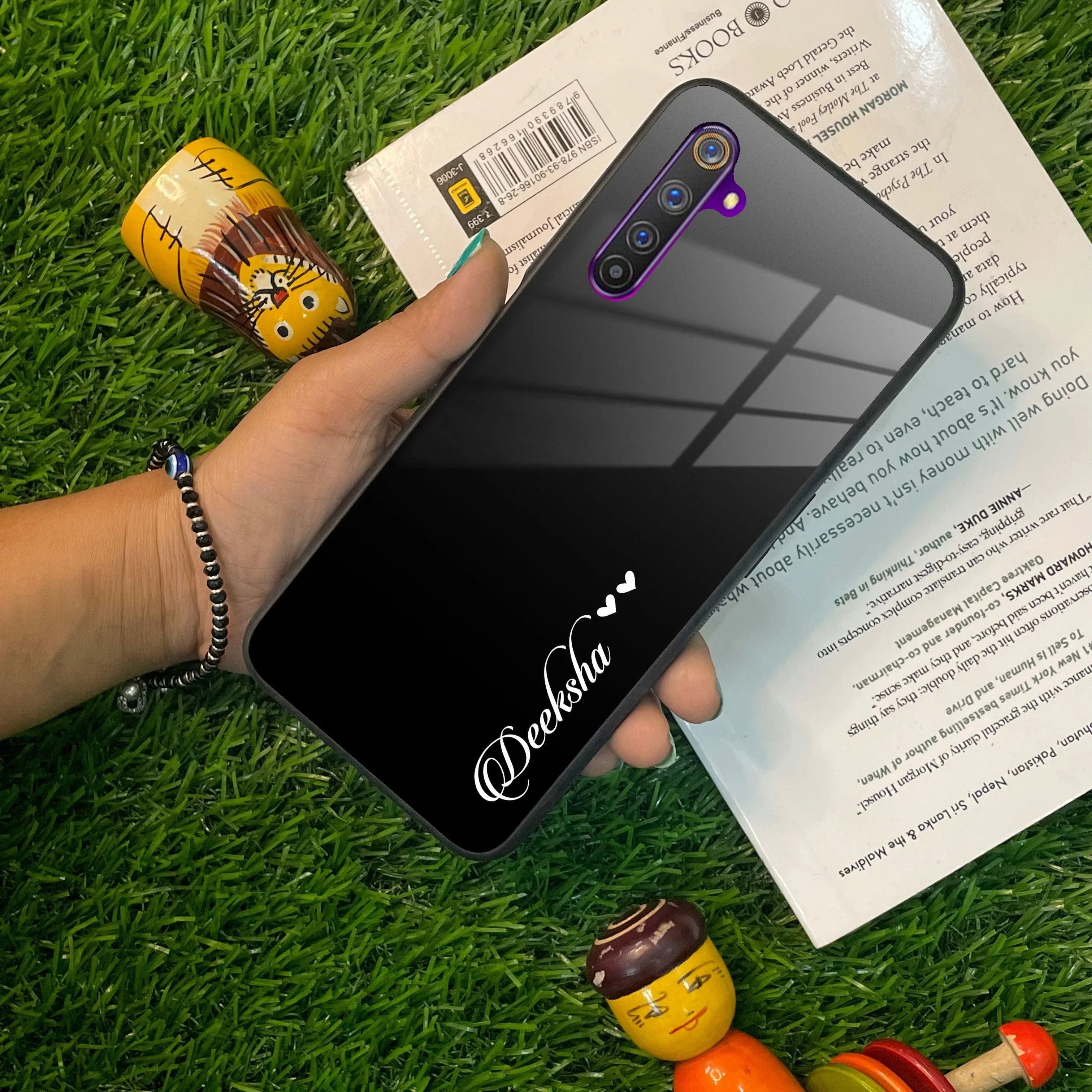 Customize Name Gradient Glass Case Cover Black For Realme/Narzo - ShopOnCliQ