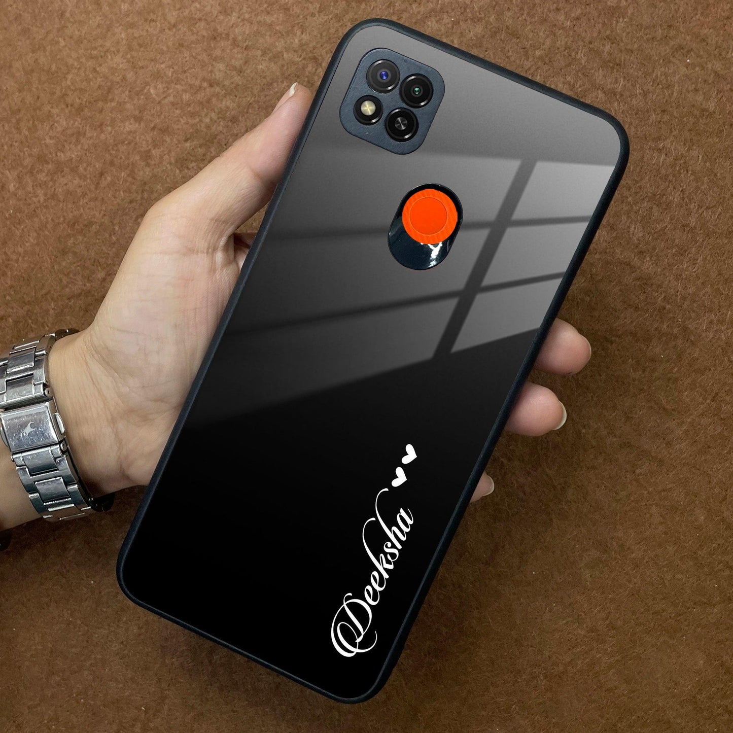 Customize Name Gradient Glass Case Cover Black For Redmi/Xiaomi