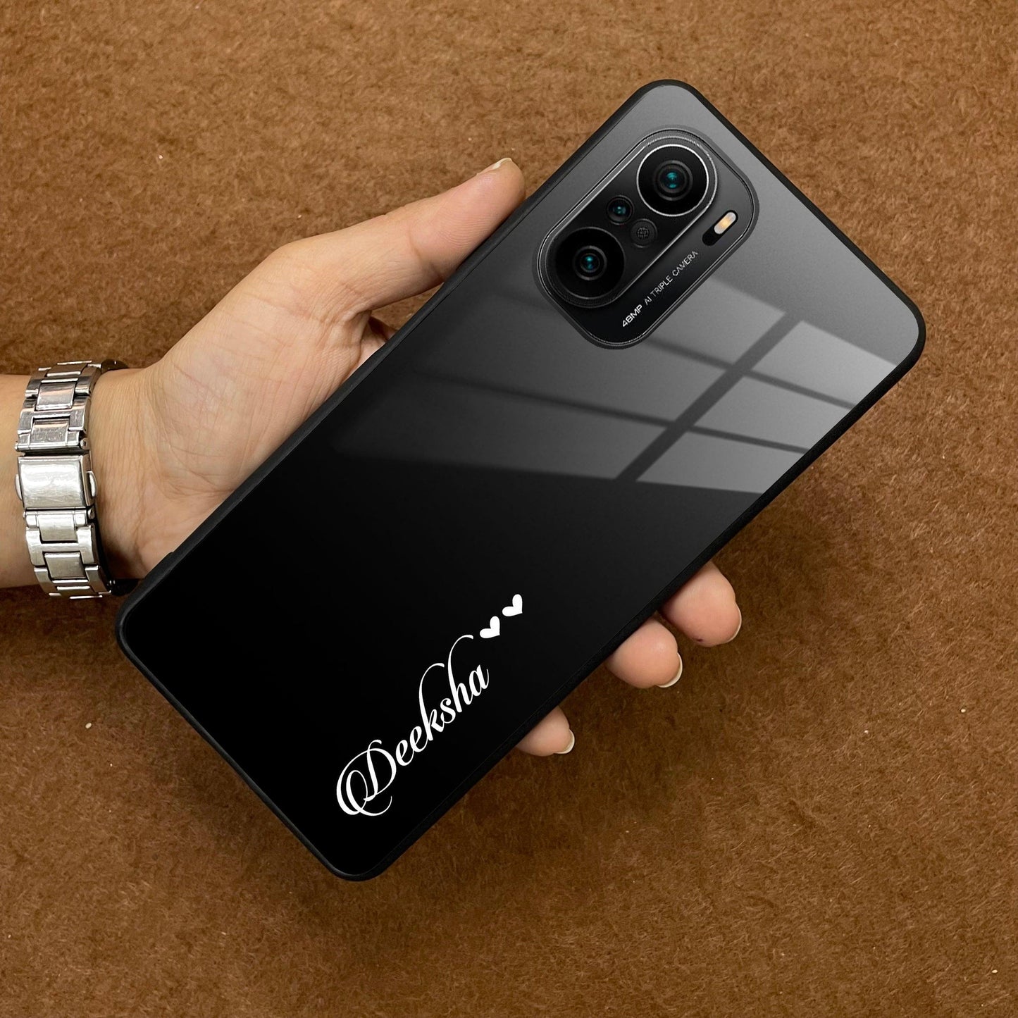 Customize Name Gradient Glass Case Cover Black For Redmi/Xiaomi