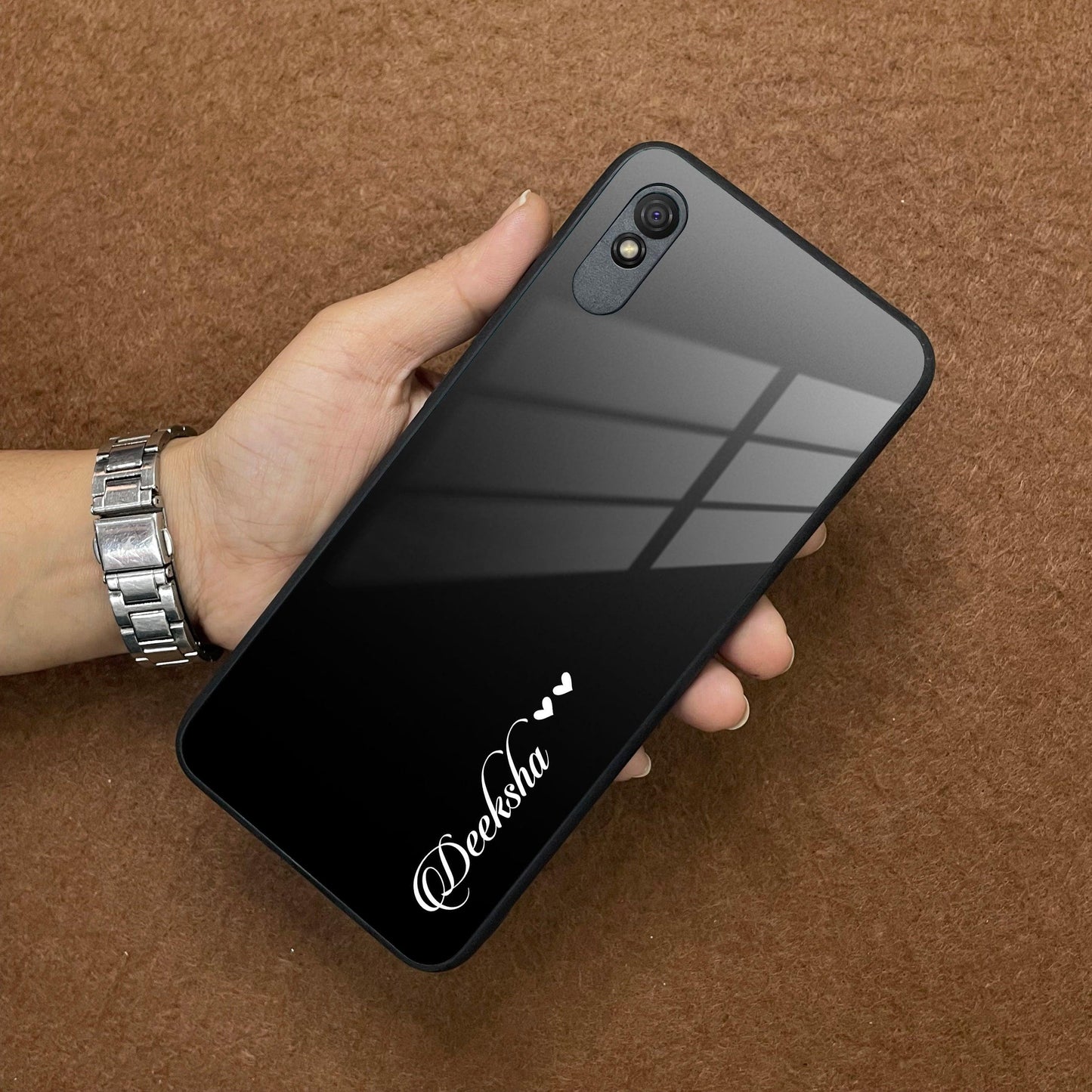 Customize Name Gradient Glass Case Cover Black For Redmi/Xiaomi