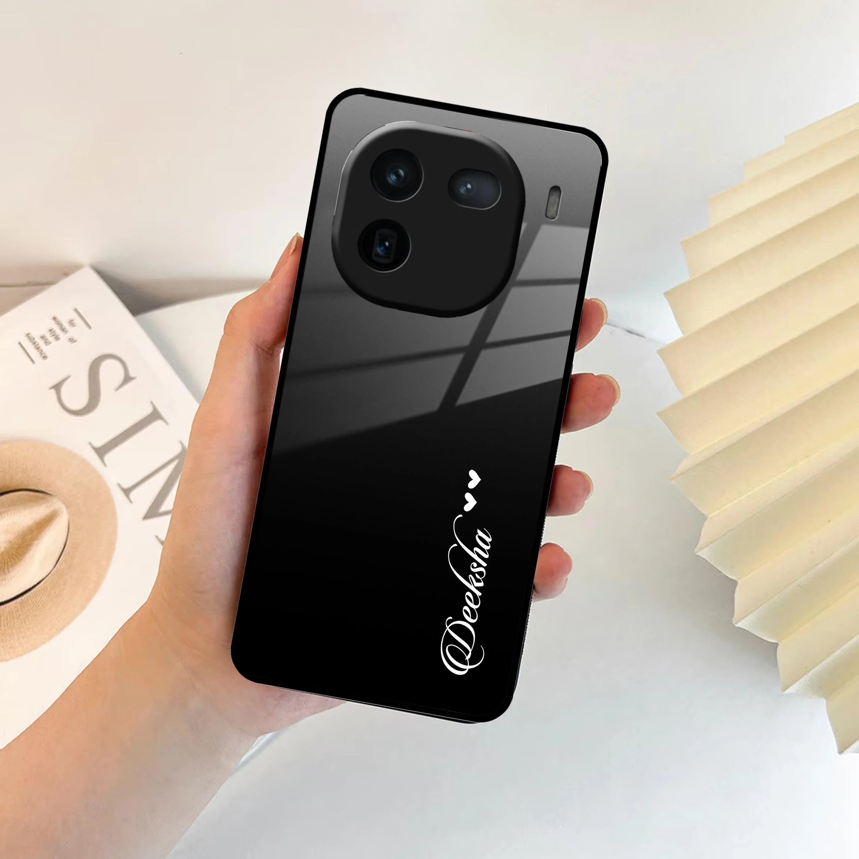 Customize Name Gradient Glass Case Cover Black For iQOO - ShopOnCliQ