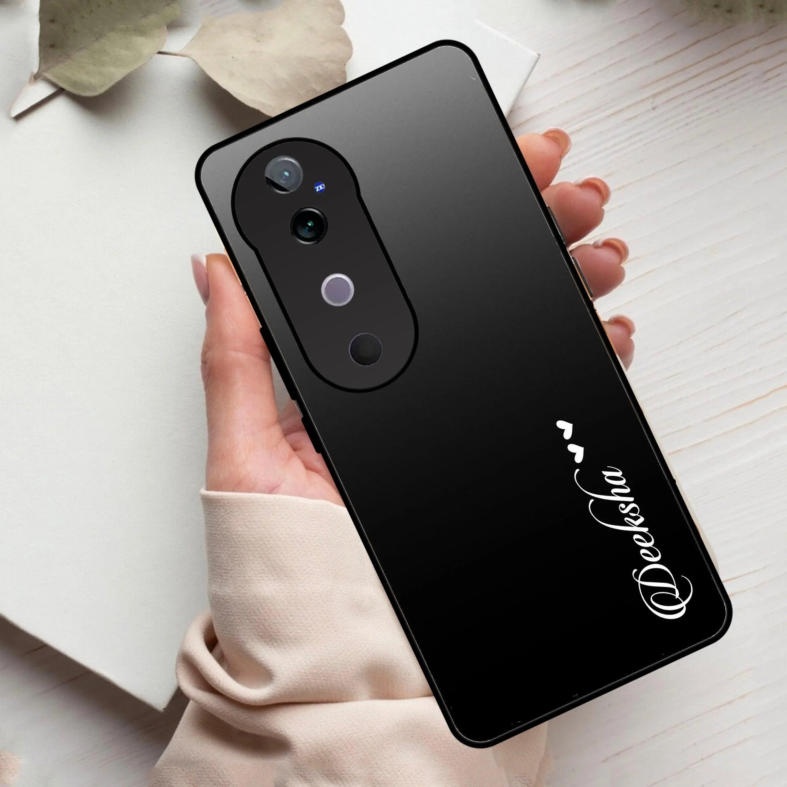 Customize Name Gradient Glass Case Cover Black For Vivo - ShopOnCliQ