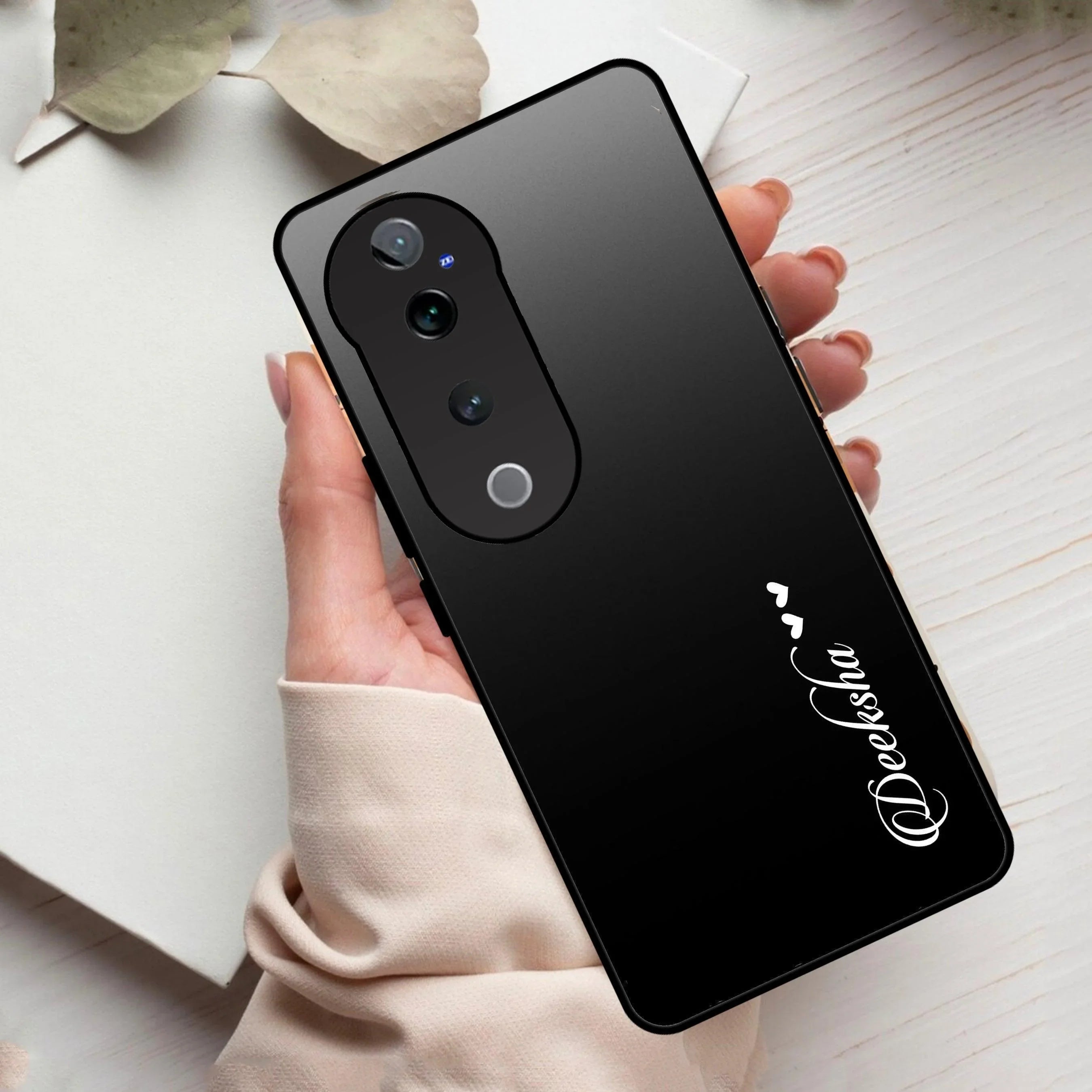 Customize Name Gradient Glass Case Cover Black For Vivo - ShopOnCliQ