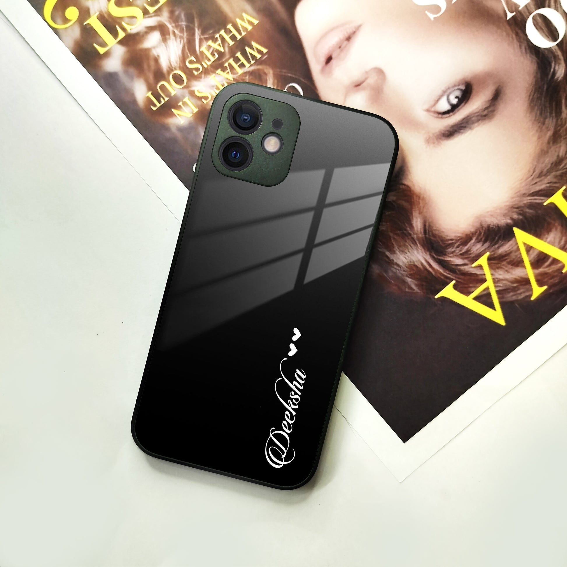 Customize Name Gradient Glass Case Cover Black For iPhone - ShopOnCliQ