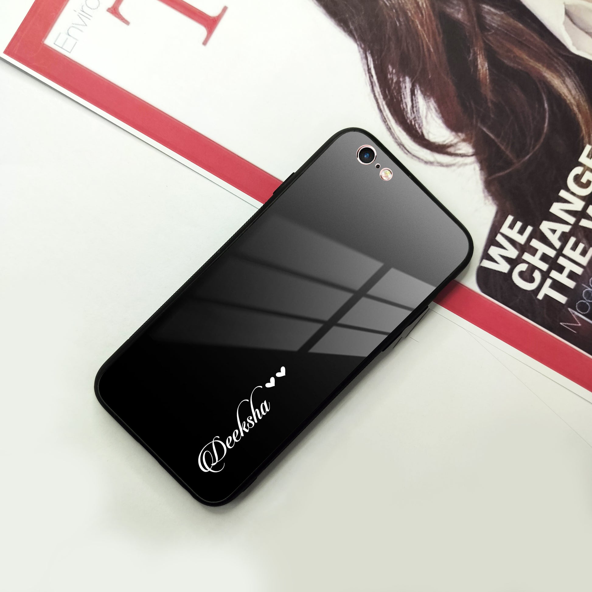 Customize Name Gradient Glass Case Cover Black For iPhone - ShopOnCliQ