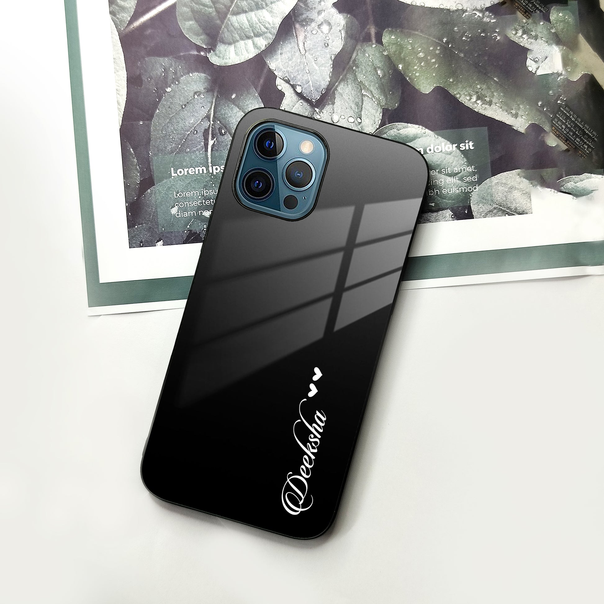 Customize Name Gradient Glass Case Cover Black For iPhone - ShopOnCliQ