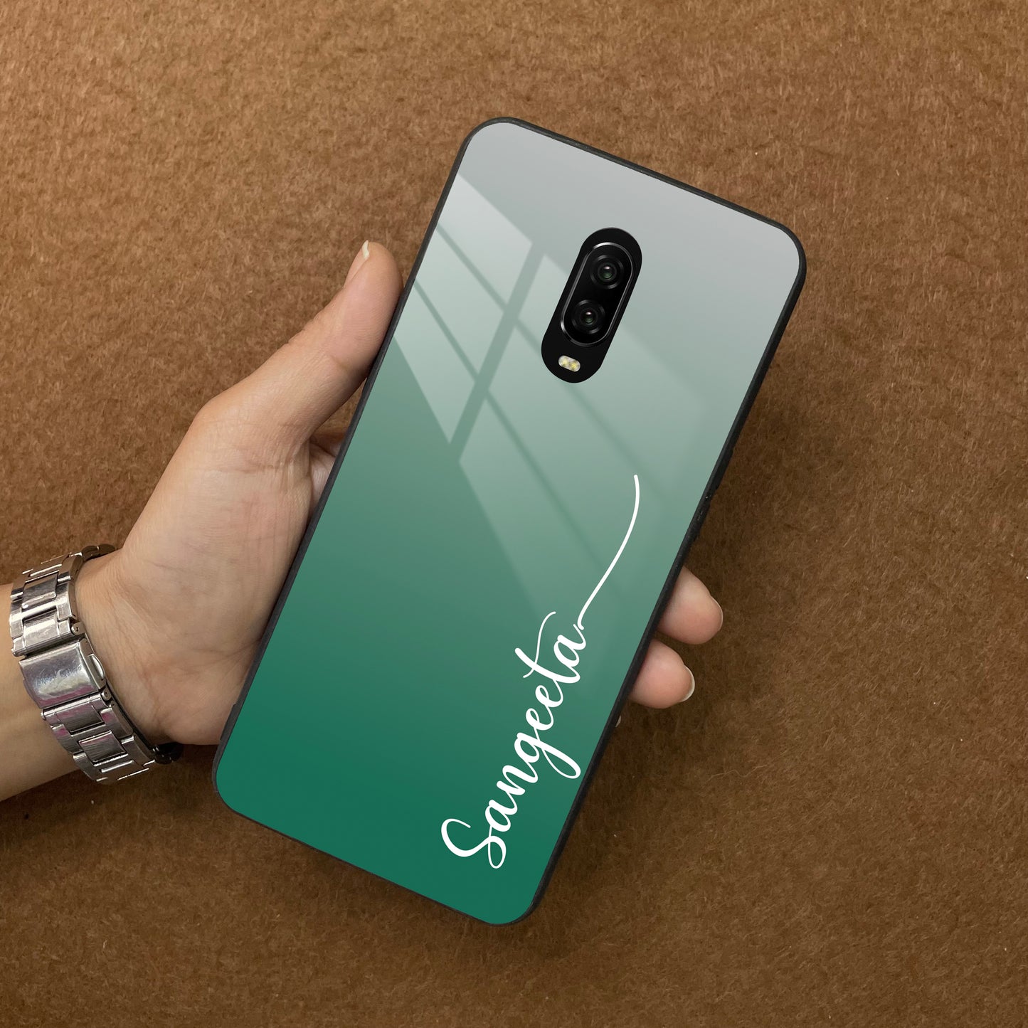 Customize Name Gradient Glass Case Cover Green For OnePlus ShopOnCliQ