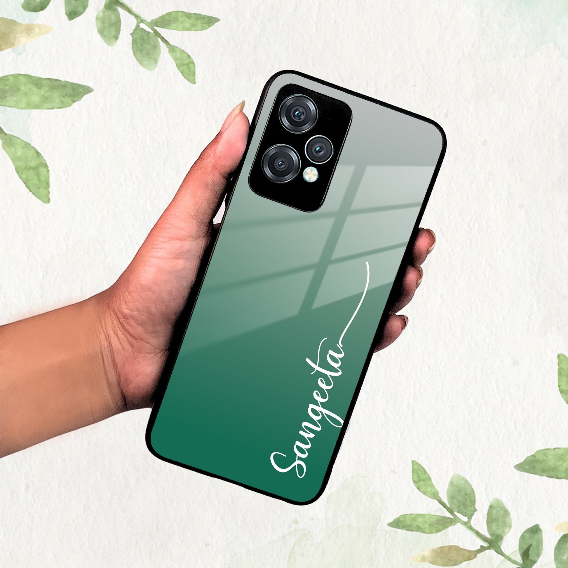 Customize Name Gradient Glass Case Cover Green For OnePlus ShopOnCliQ