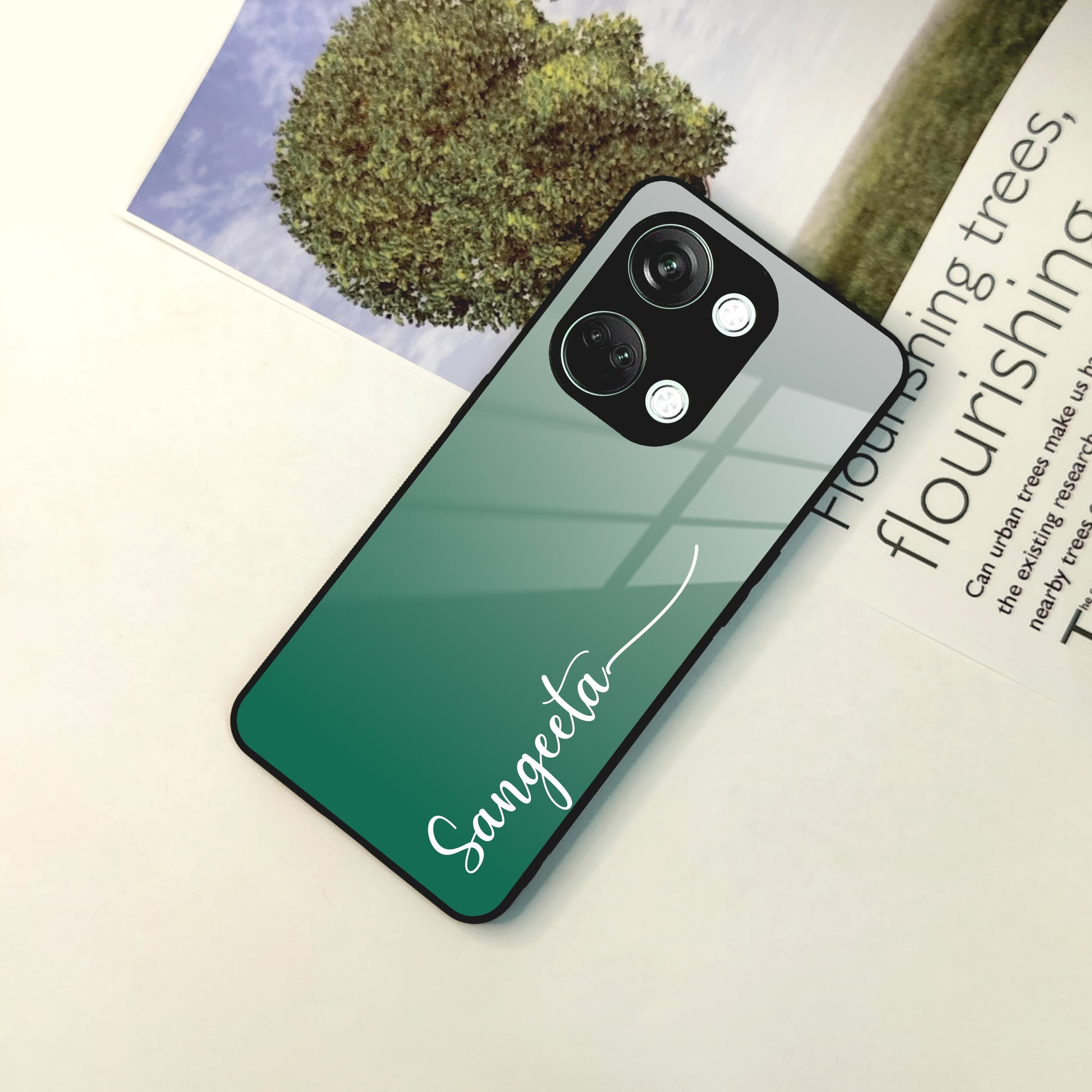 Customize Name Gradient Glass Case Cover Green For OnePlus ShopOnCliQ