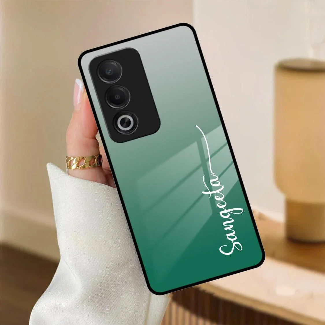 Customize Name Gradient Glass Case Cover Green For Oppo - ShopOnCliQ