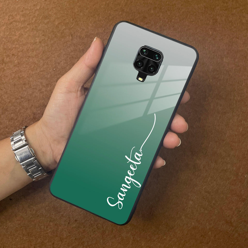 Customize Name Gradient Glass Case Cover Green For Poco - ShopOnCliQ