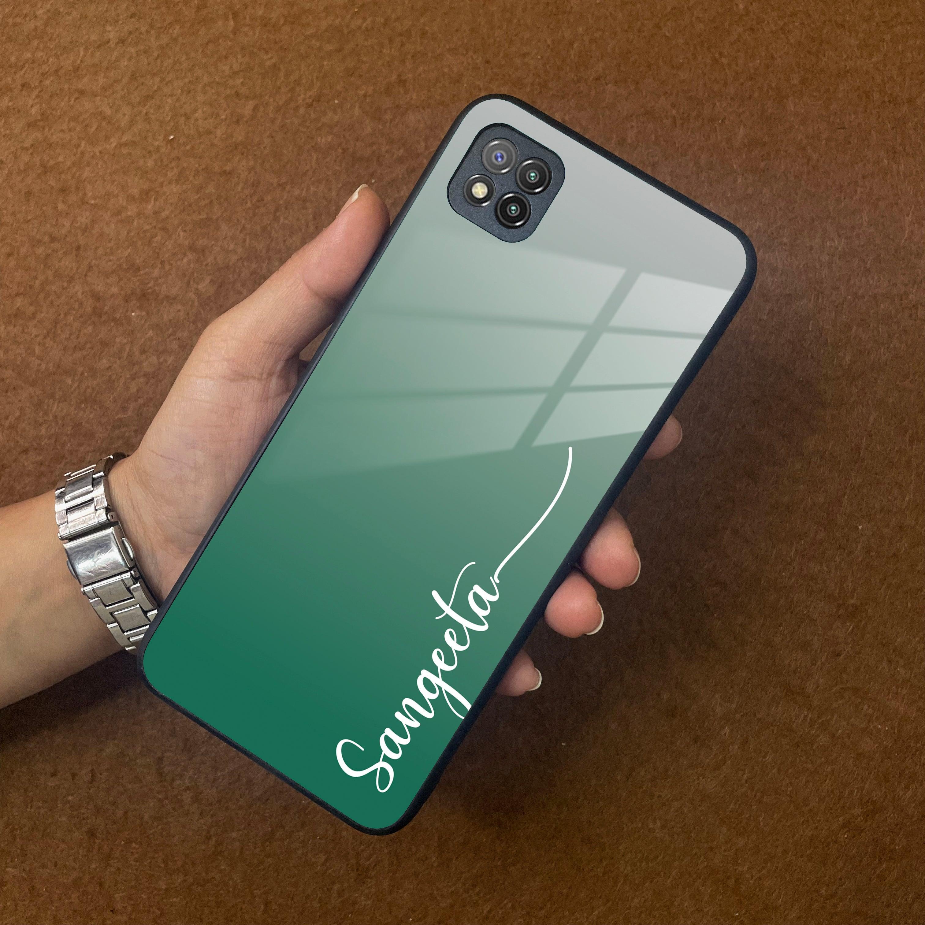 Customize Name Gradient Glass Case Cover Green For Poco - ShopOnCliQ