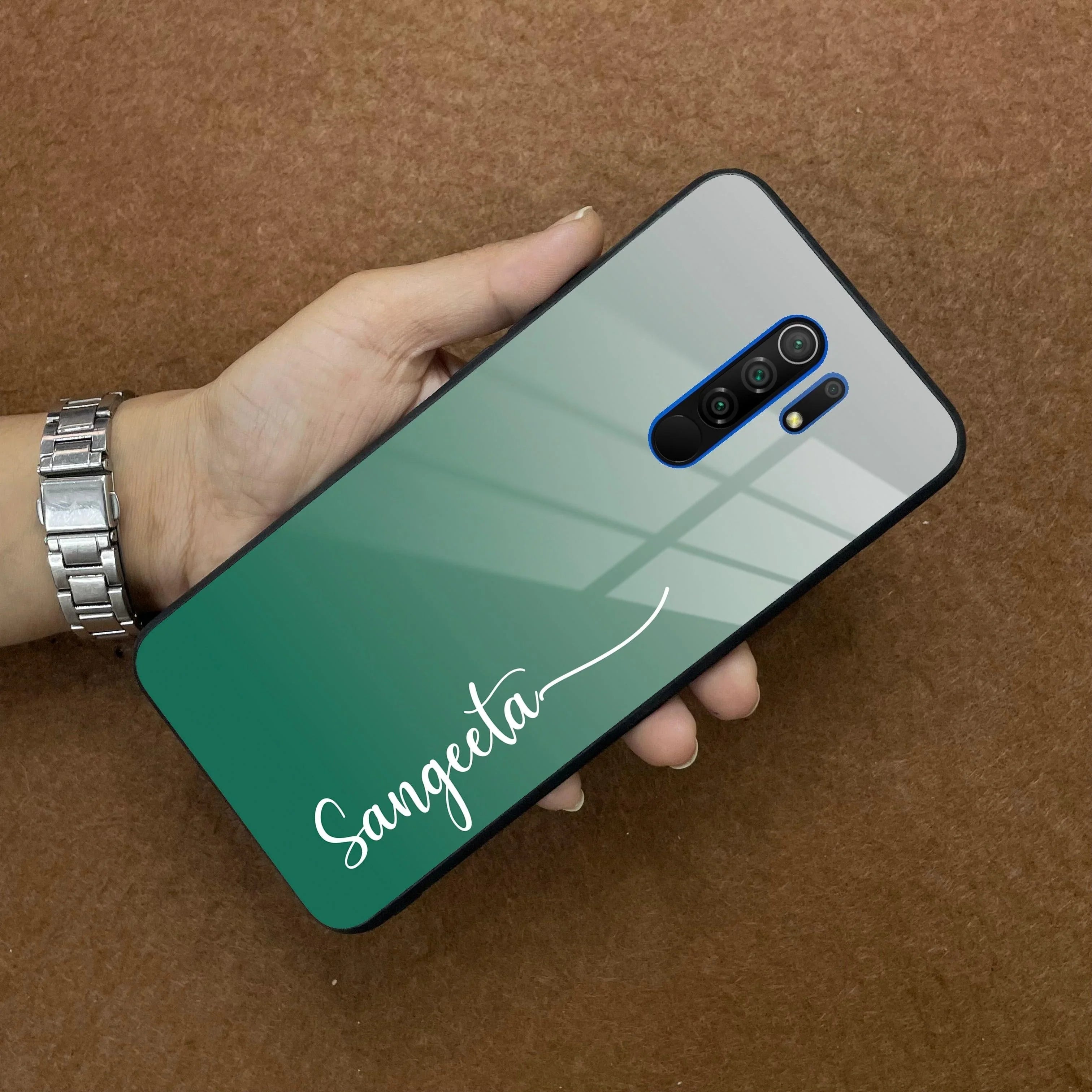 Customize Name Gradient Glass Case Cover Green For Poco - ShopOnCliQ