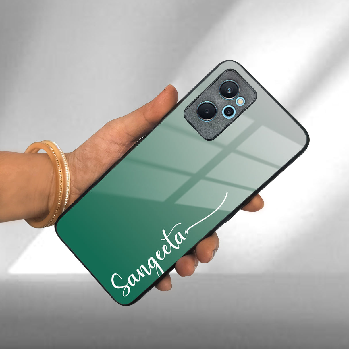 Customize Name Gradient Glass Case Cover Green For Realme/Narzo ShopOnCliQ