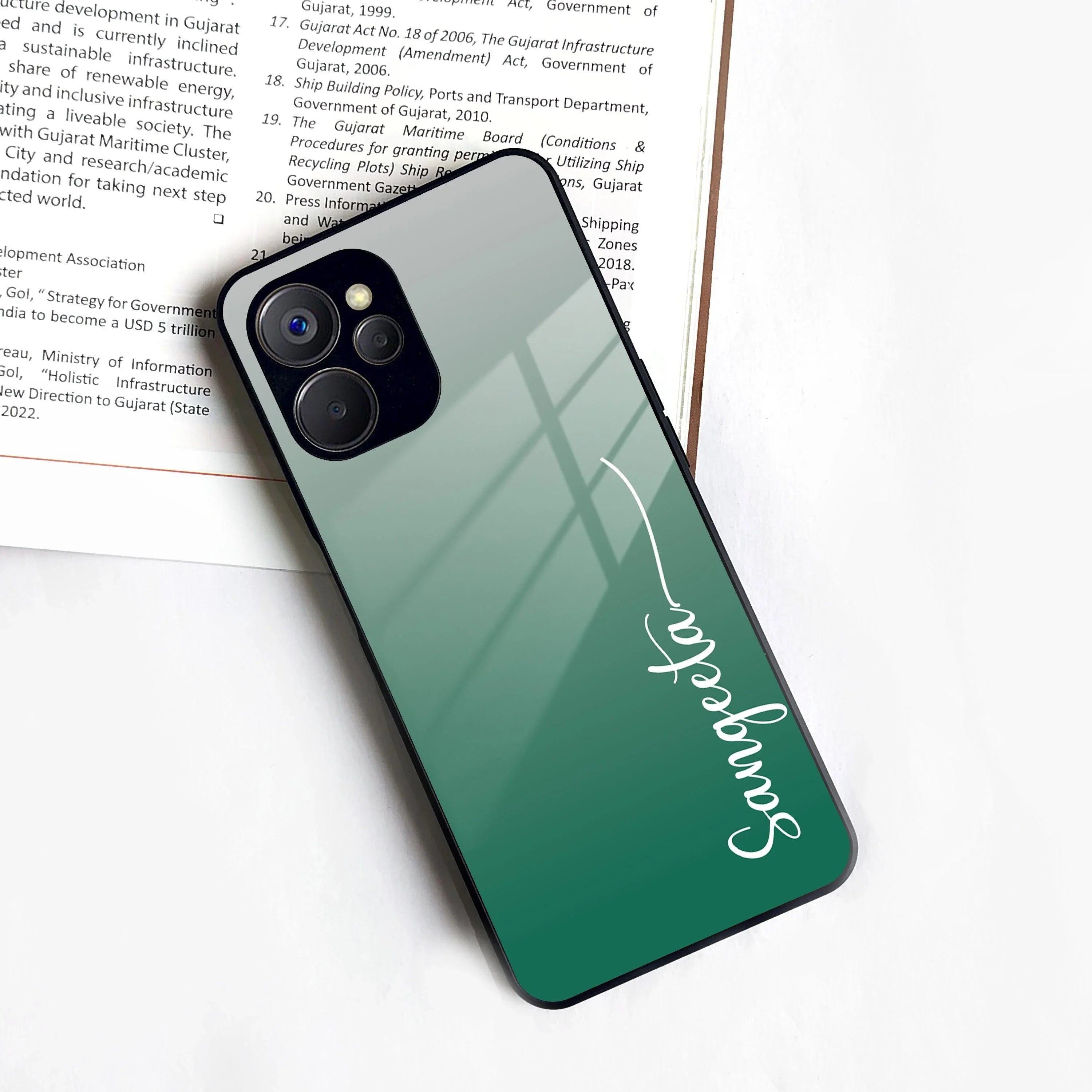 Customize Name Gradient Glass Case Cover Green For Realme/Narzo - ShopOnCliQ