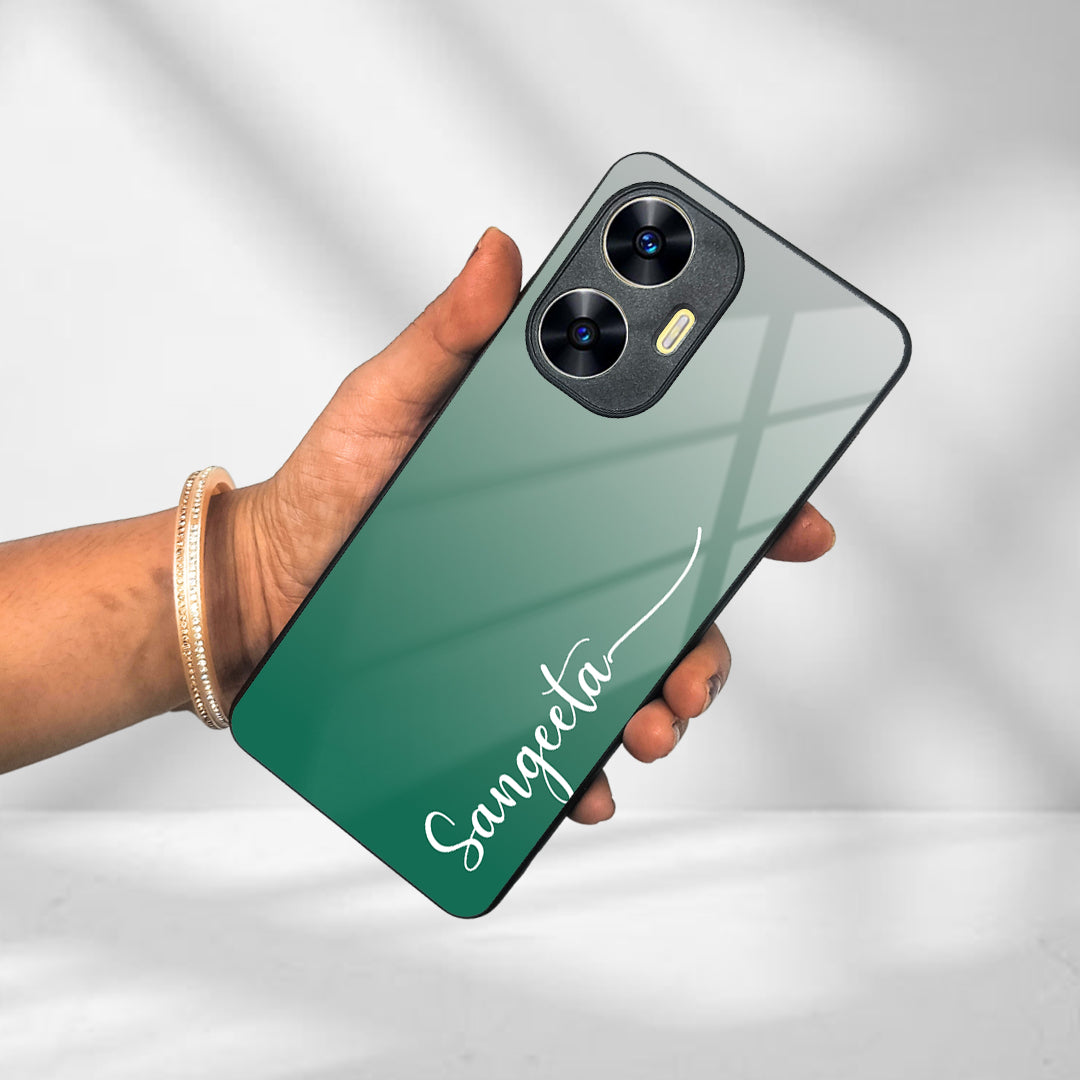 Customize Name Gradient Glass Case Cover Green For Realme/Narzo ShopOnCliQ