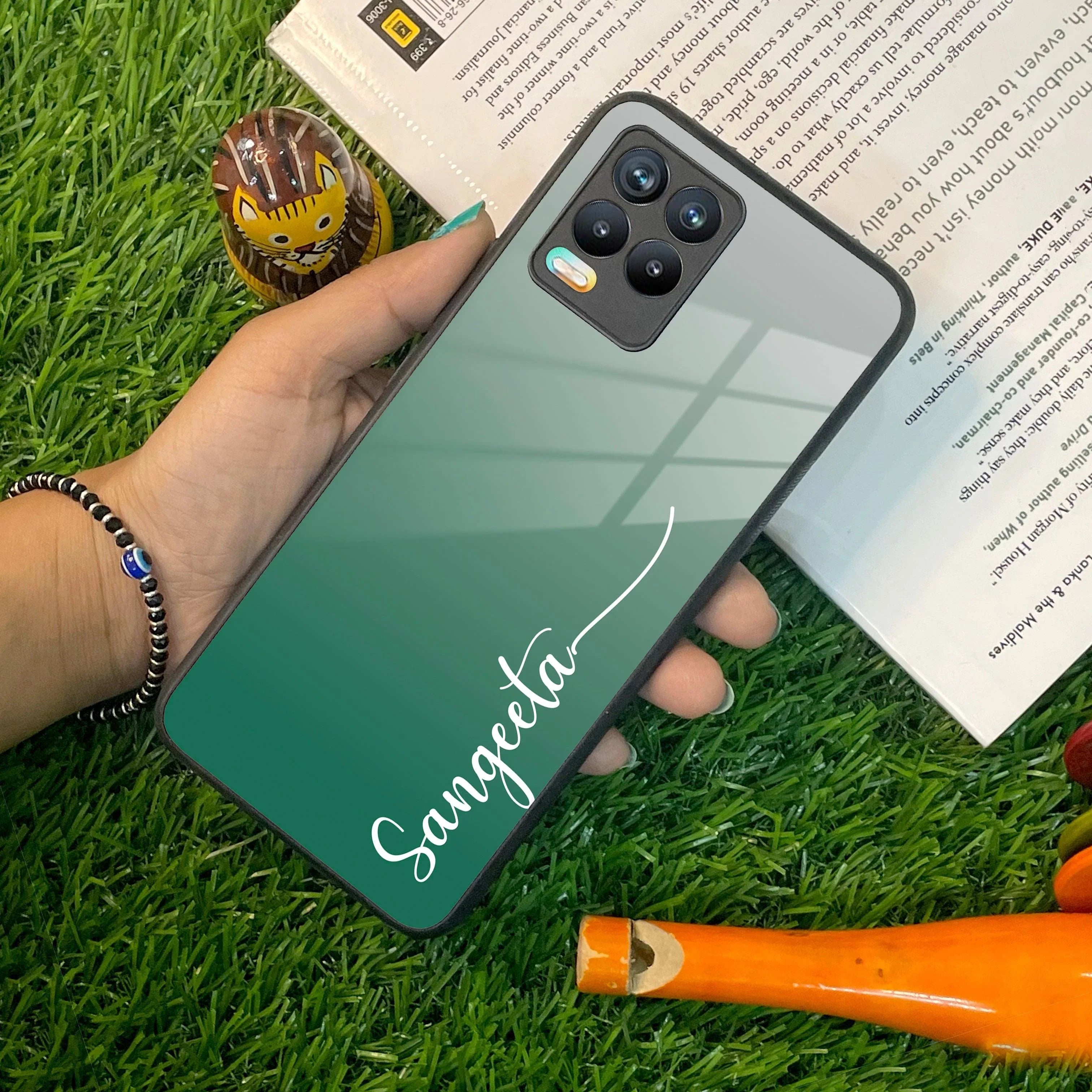 Customize Name Gradient Glass Case Cover Green For Realme/Narzo - ShopOnCliQ
