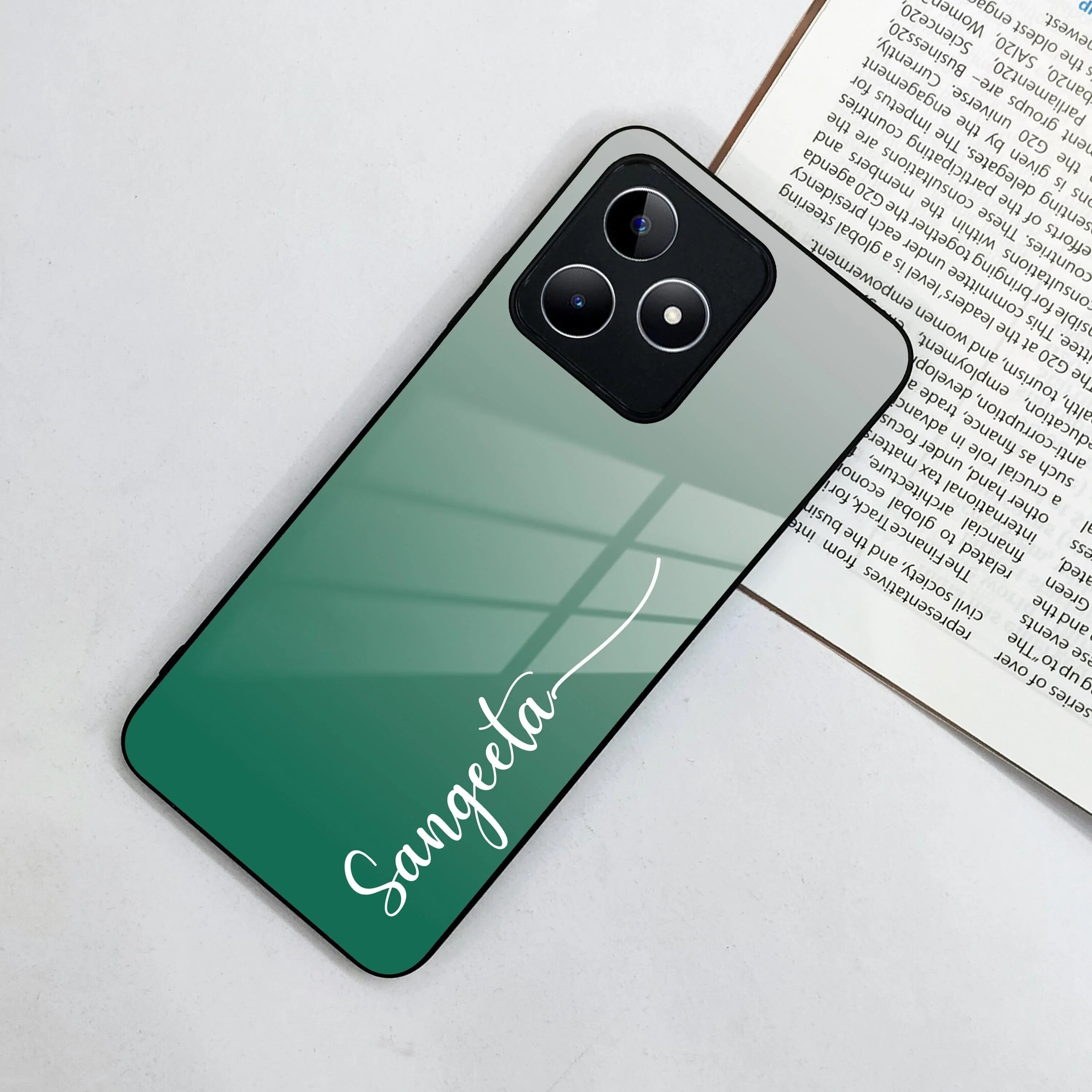 Customize Name Gradient Glass Case Cover Green For Realme/Narzo - ShopOnCliQ