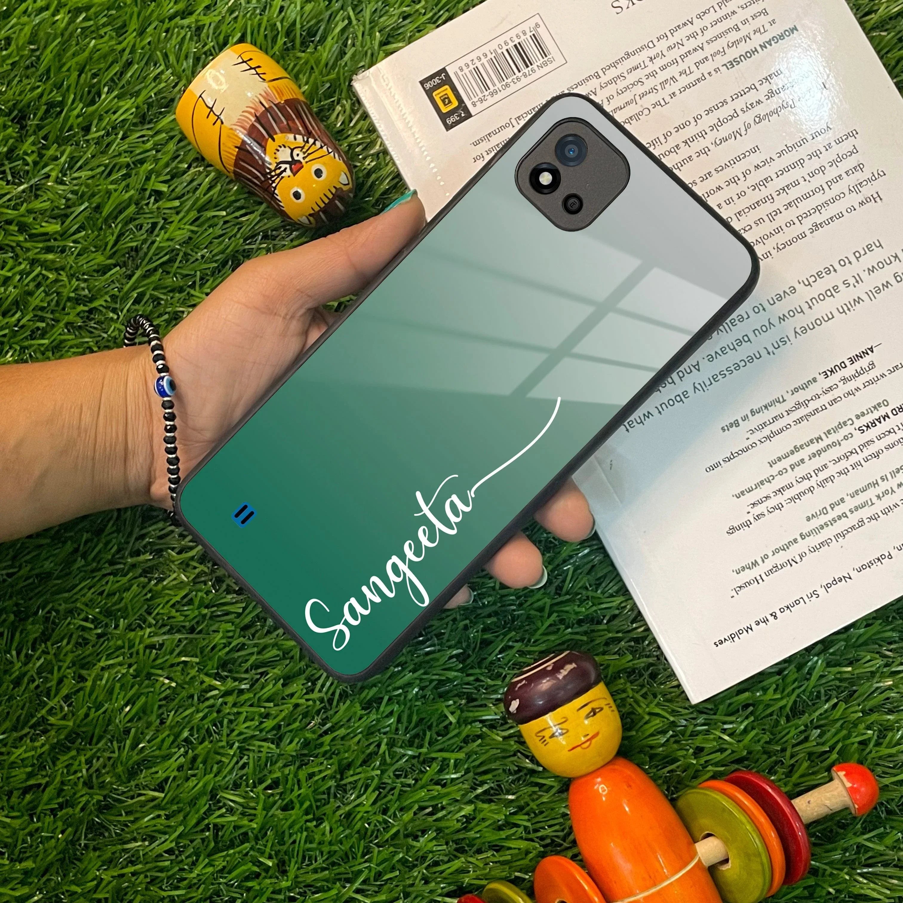 Customize Name Gradient Glass Case Cover Green For Realme/Narzo - ShopOnCliQ