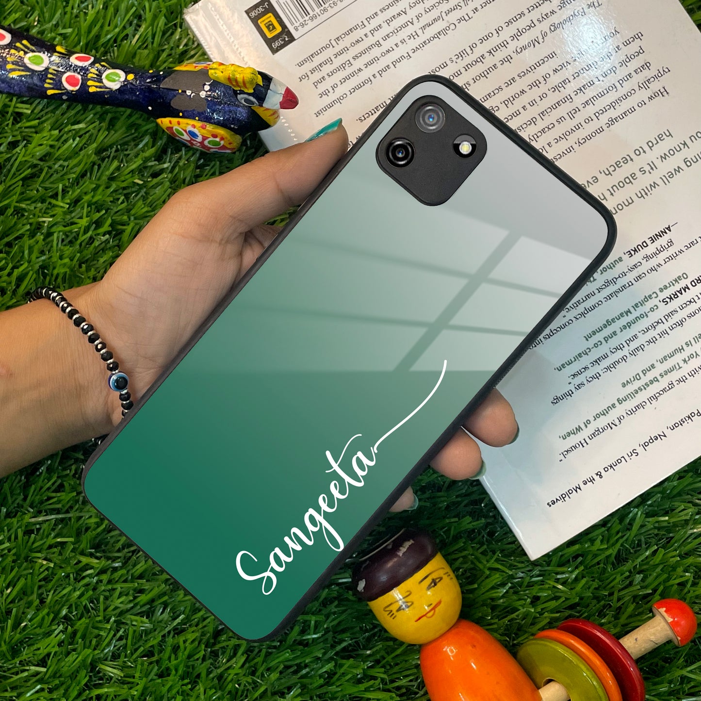 Customize Name Gradient Glass Case Cover Green For Realme/Narzo ShopOnCliQ