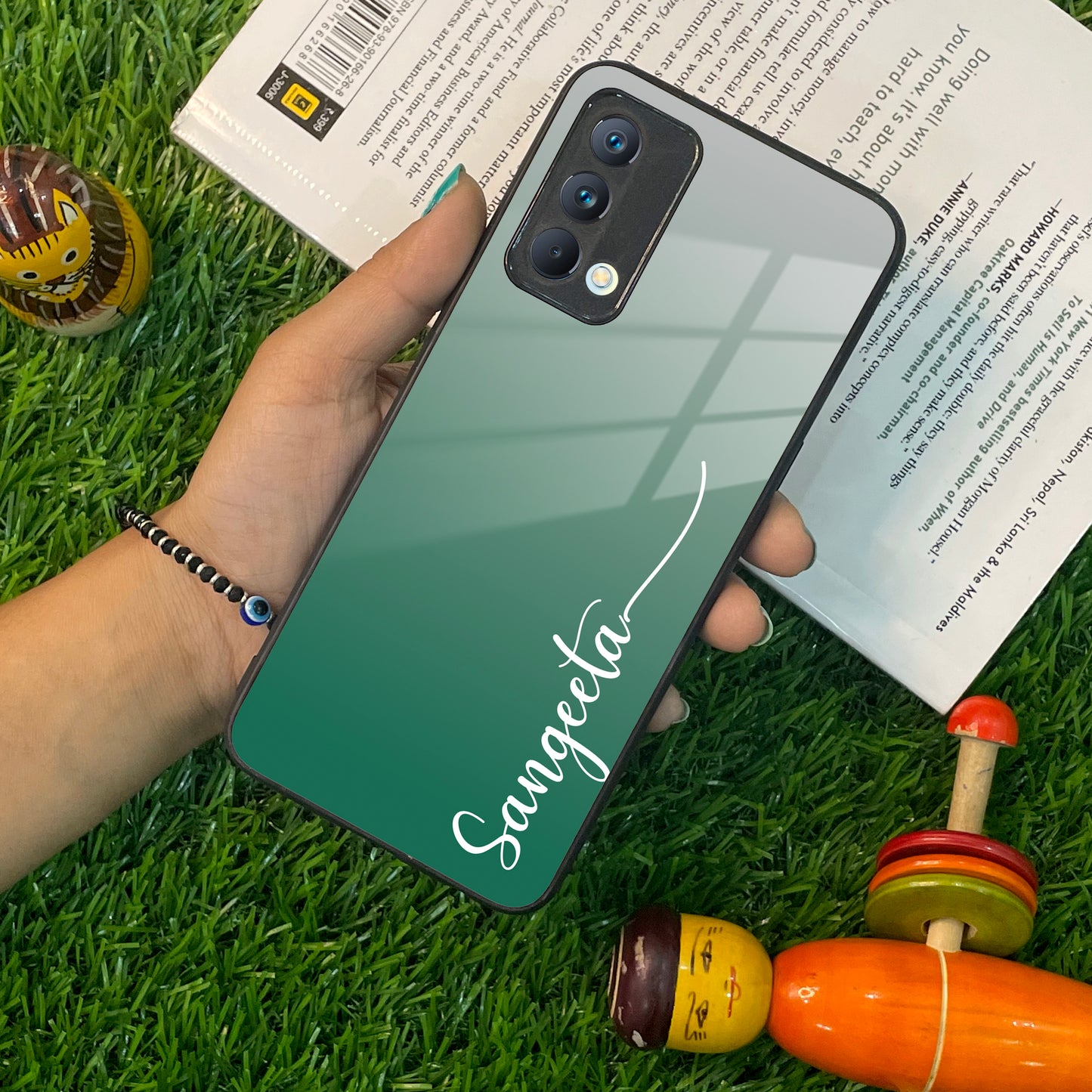 Customize Name Gradient Glass Case Cover Green For Realme/Narzo ShopOnCliQ