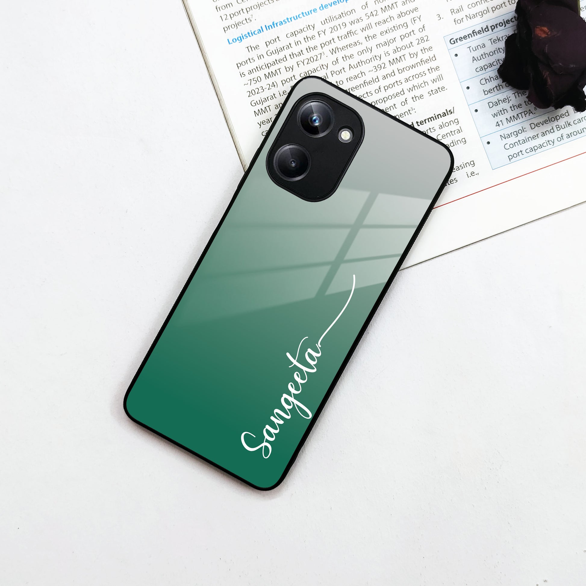 Customize Name Gradient Glass Case Cover Green For Realme/Narzo ShopOnCliQ