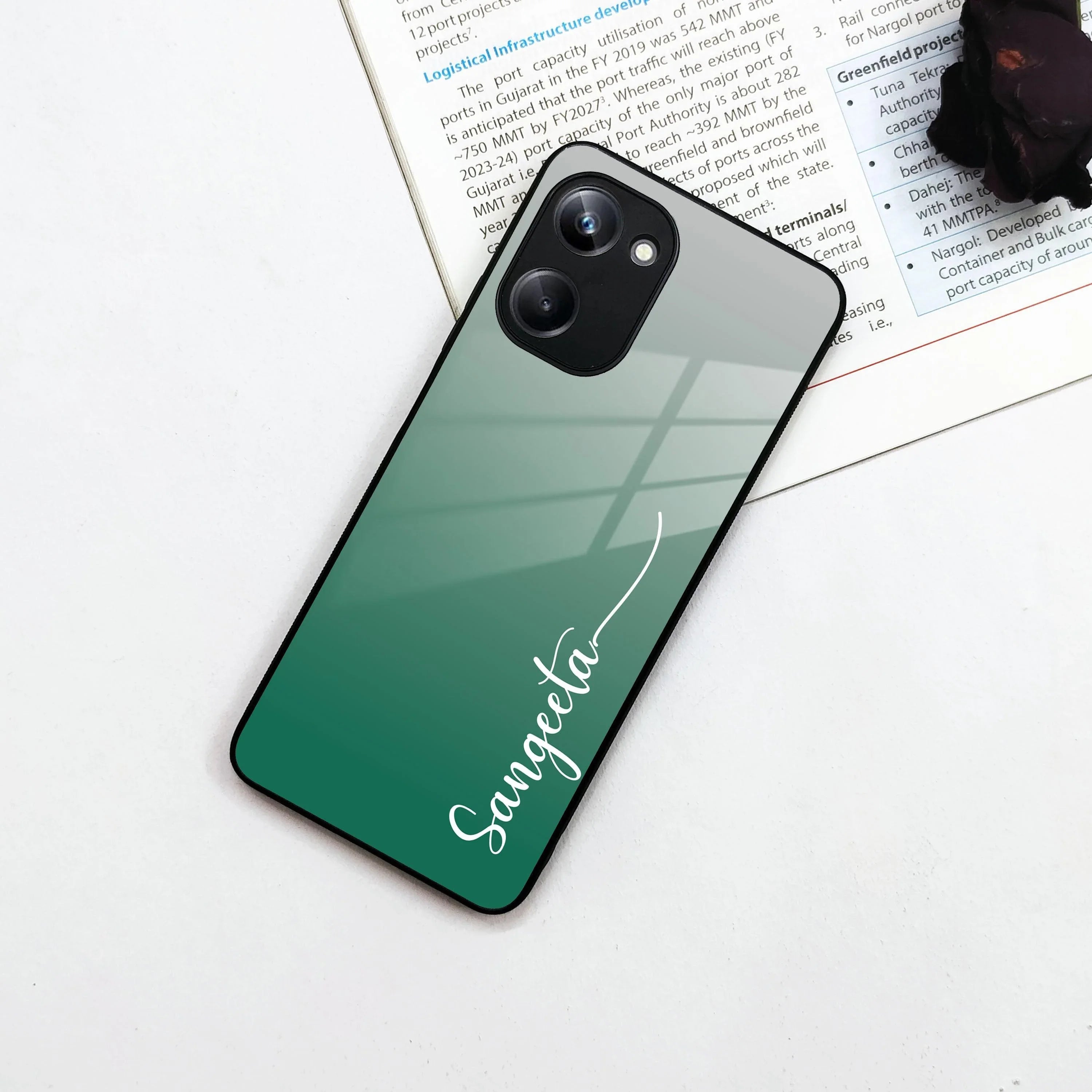 Customize Name Gradient Glass Case Cover Green For Realme/Narzo - ShopOnCliQ