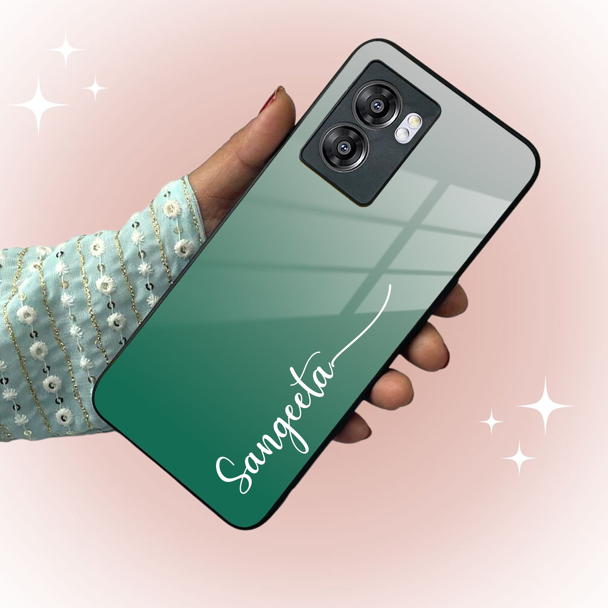 Customize Name Gradient Glass Case Cover Green For Realme/Narzo ShopOnCliQ