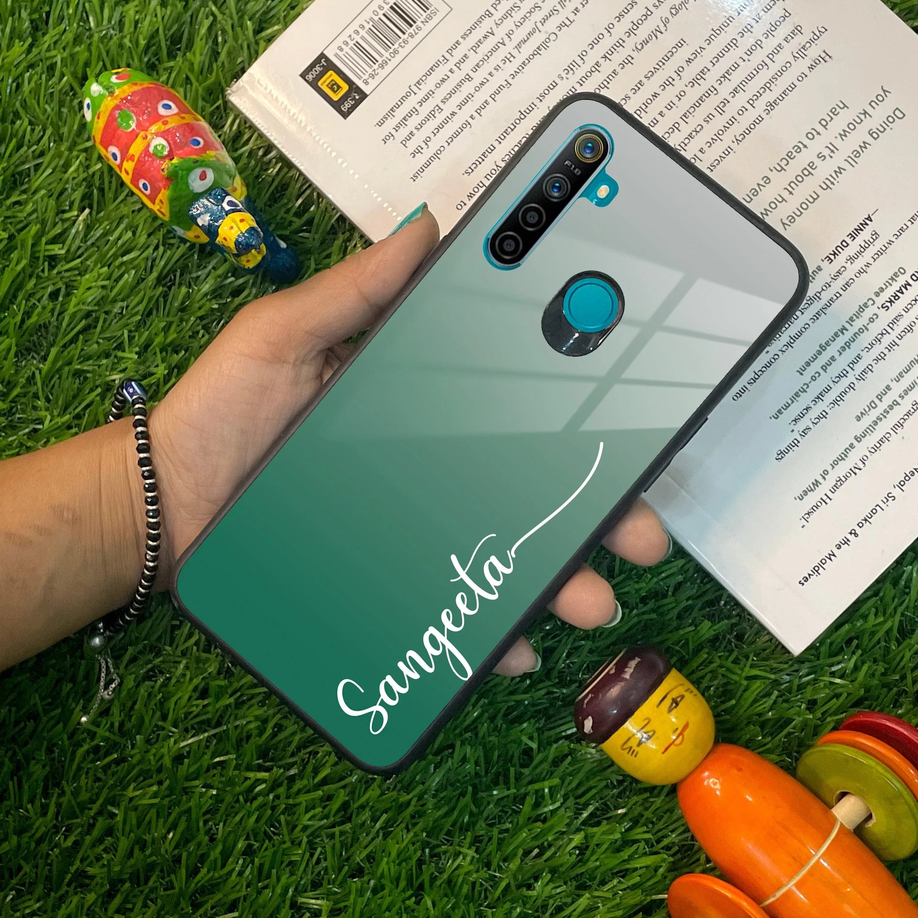 Customize Name Gradient Glass Case Cover Green For Realme/Narzo - ShopOnCliQ