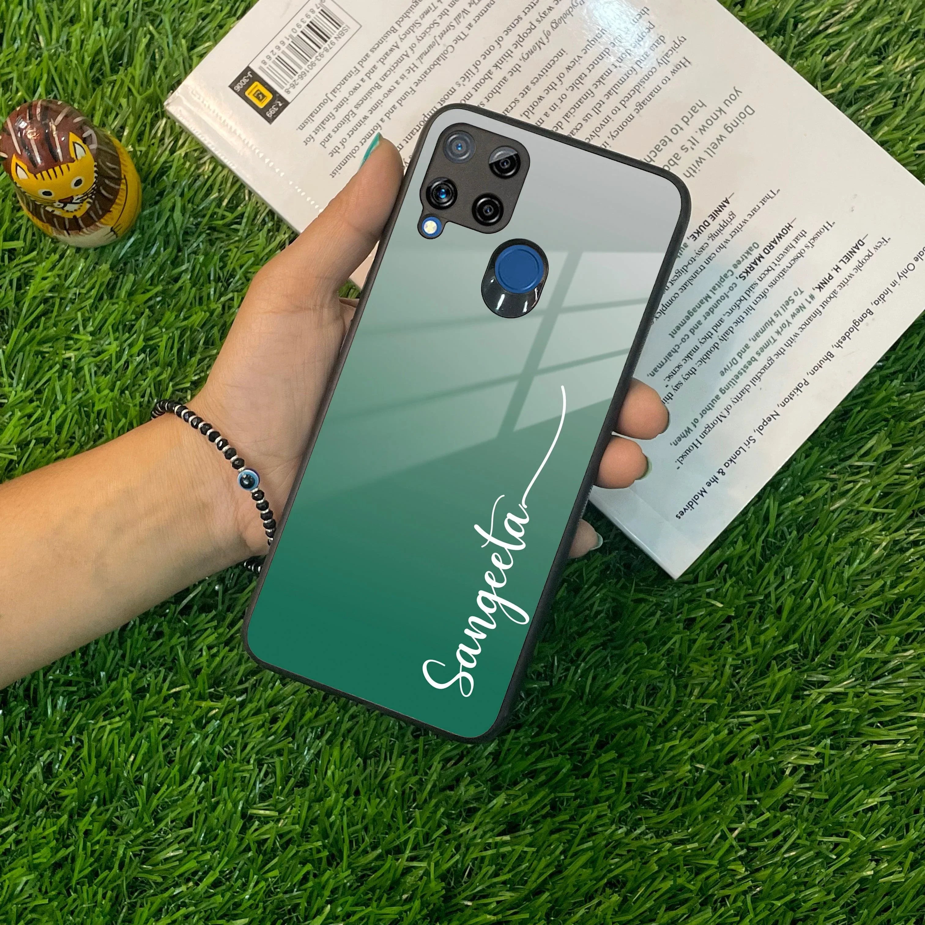 Customize Name Gradient Glass Case Cover Green For Realme/Narzo - ShopOnCliQ
