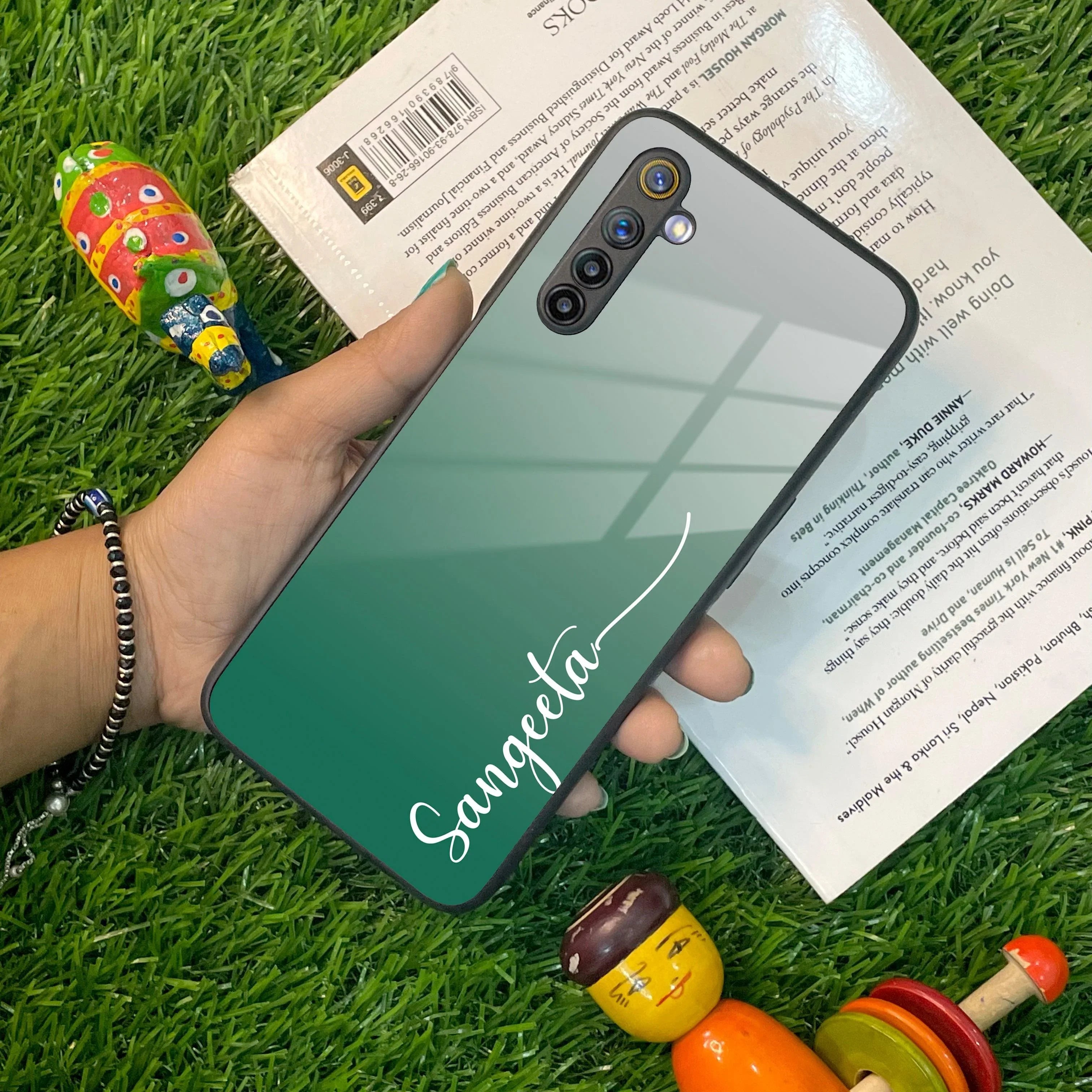 Customize Name Gradient Glass Case Cover Green For Realme/Narzo - ShopOnCliQ